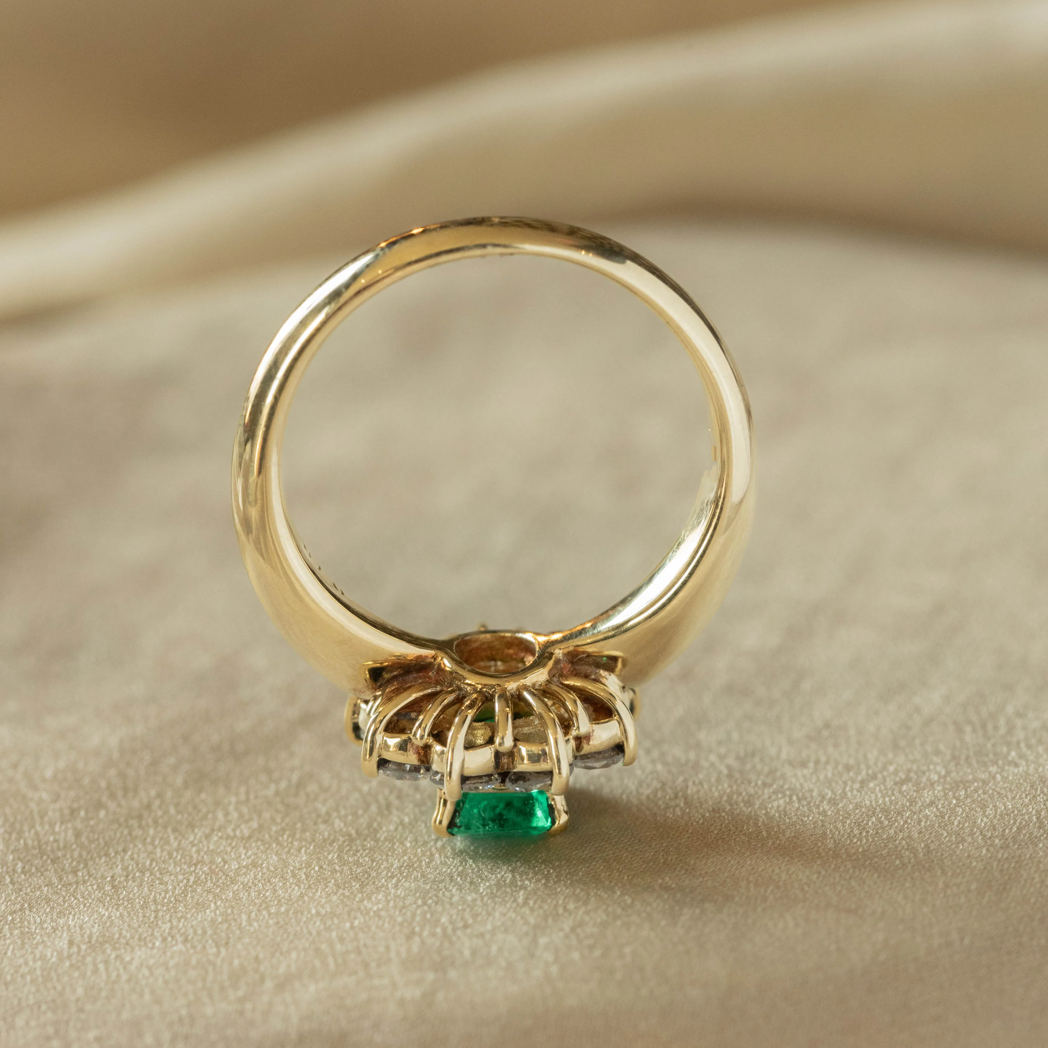 0.78 Carat Natural Emerald Diamond Halo Ring