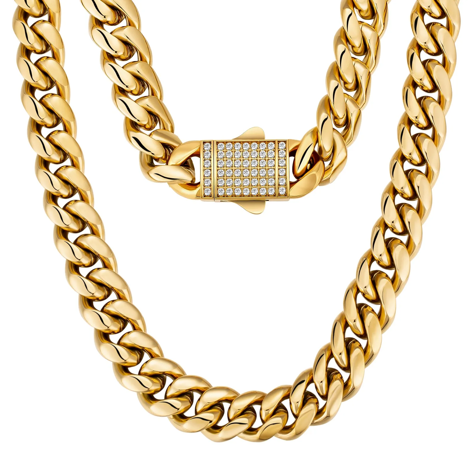 12mm Diamond Clasp Miami Cuban Link Chain KRKC