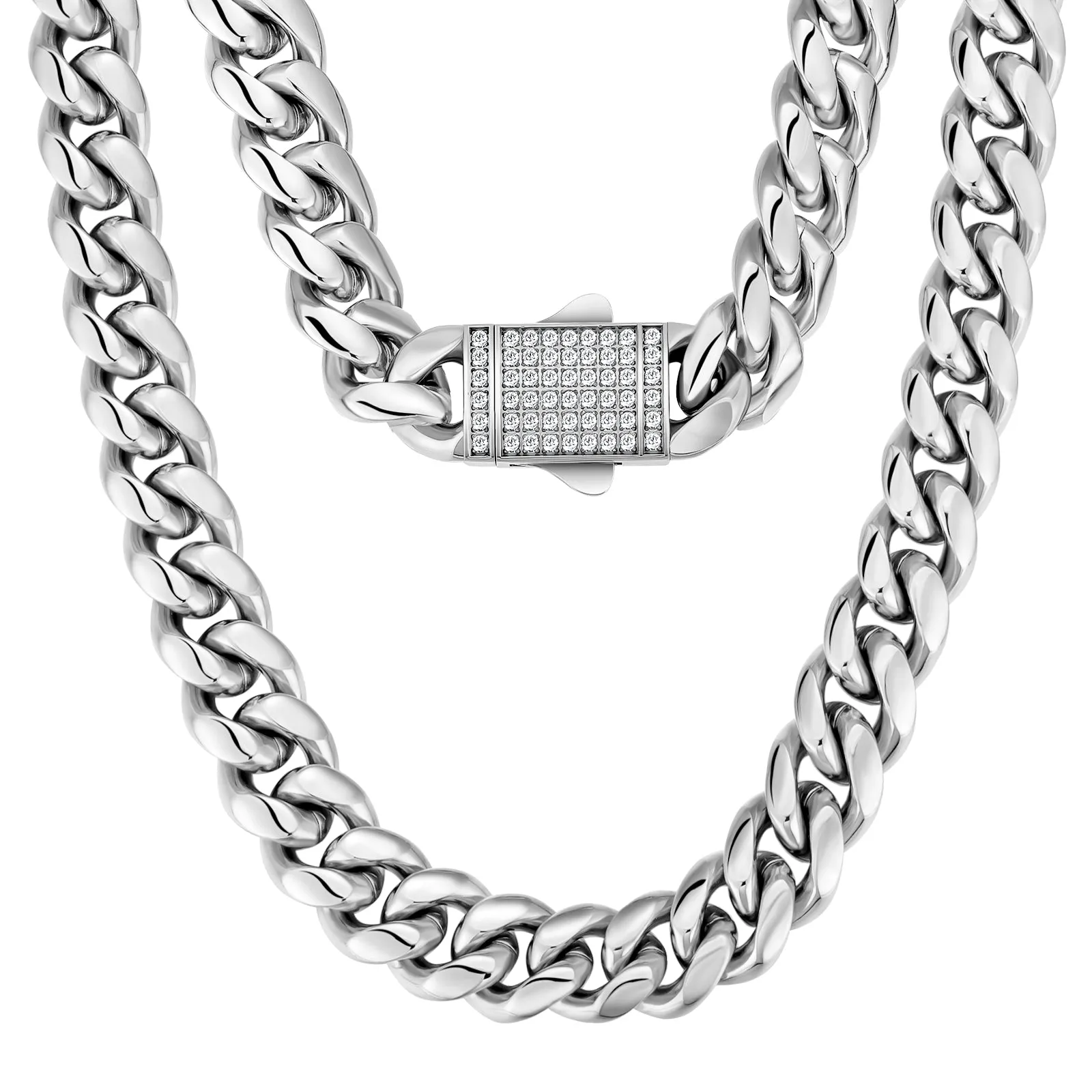 12mm Diamond Clasp Miami Cuban Link Chain KRKC