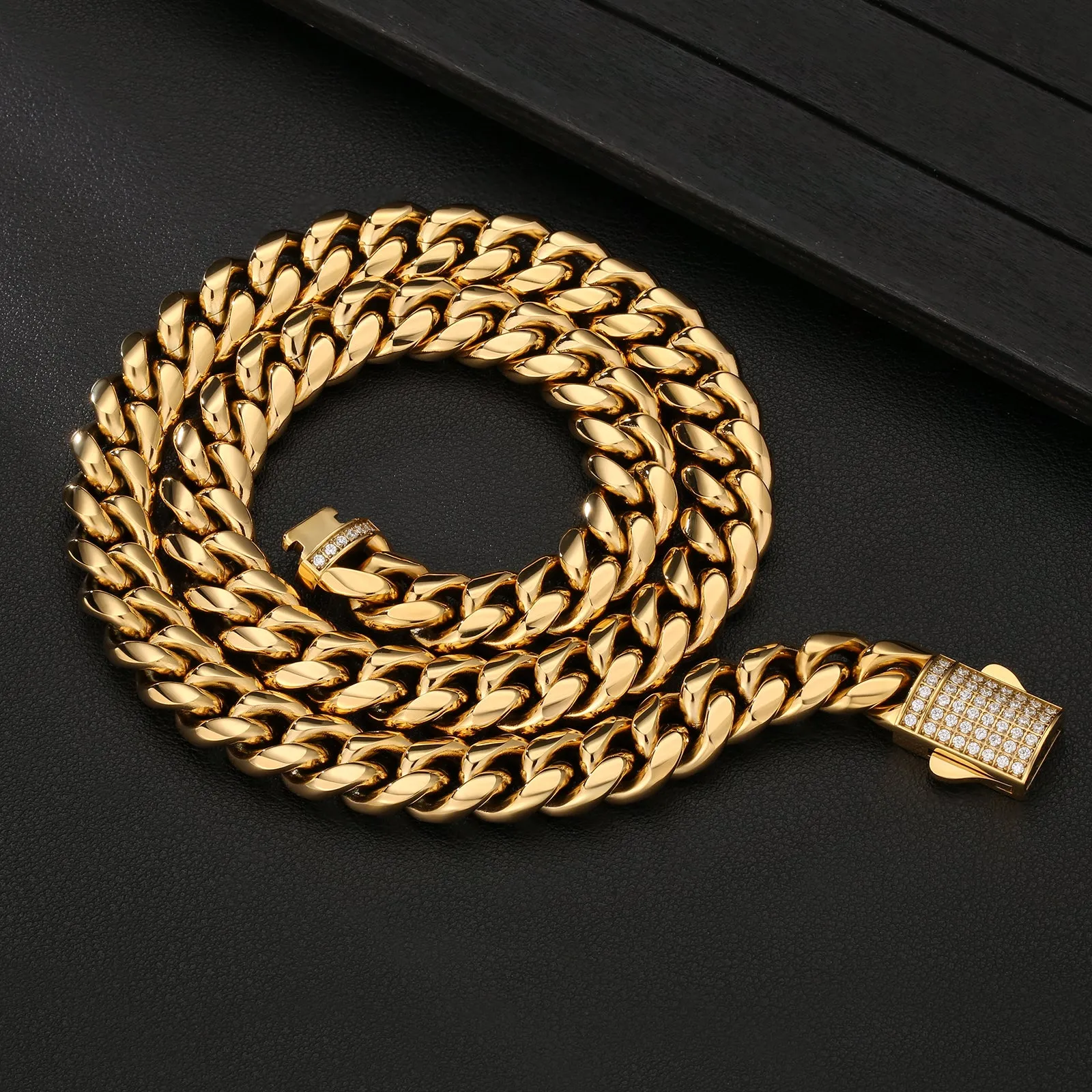 12mm Diamond Clasp Miami Cuban Link Chain KRKC