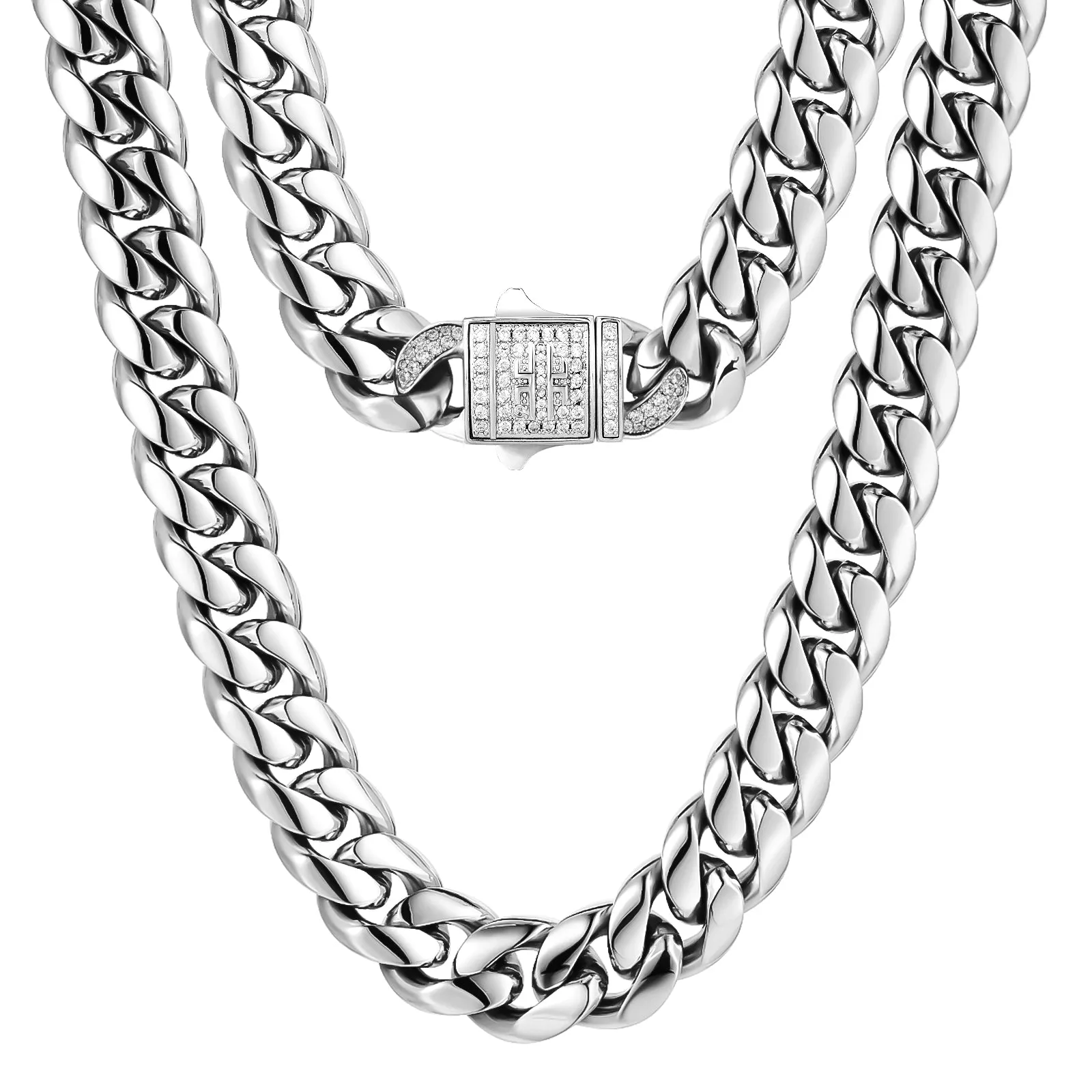 12mm Diamond Clasp Miami Cuban Link Chain KRKC