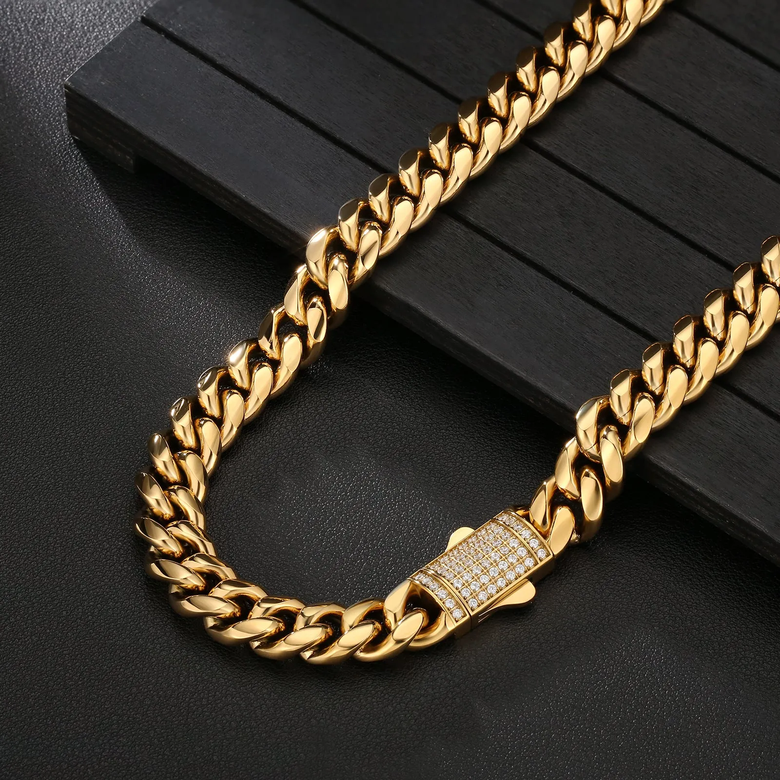 12mm Diamond Clasp Miami Cuban Link Chain KRKC