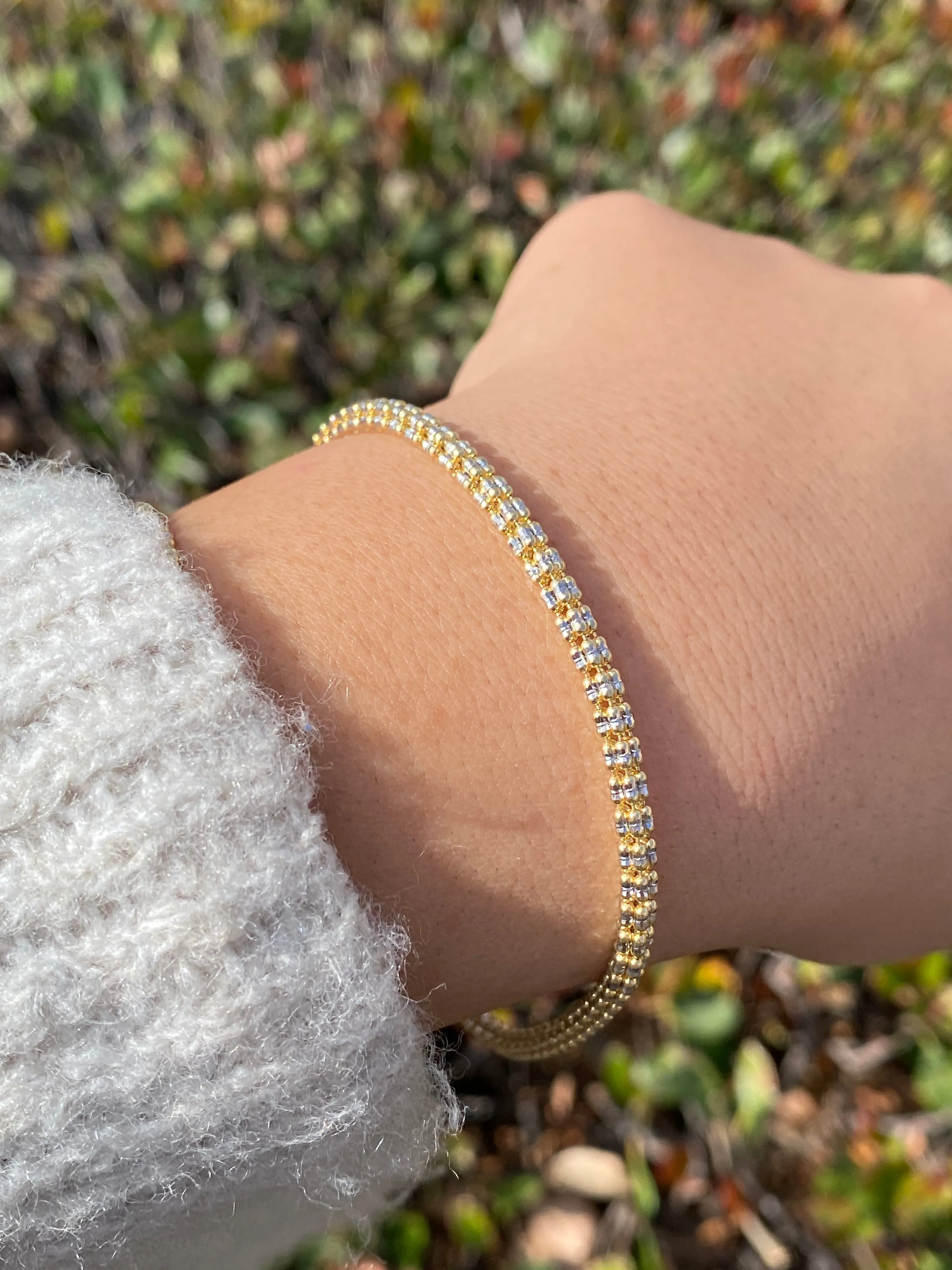 14K Gold 3.3MM Diamond Cut Bracelet