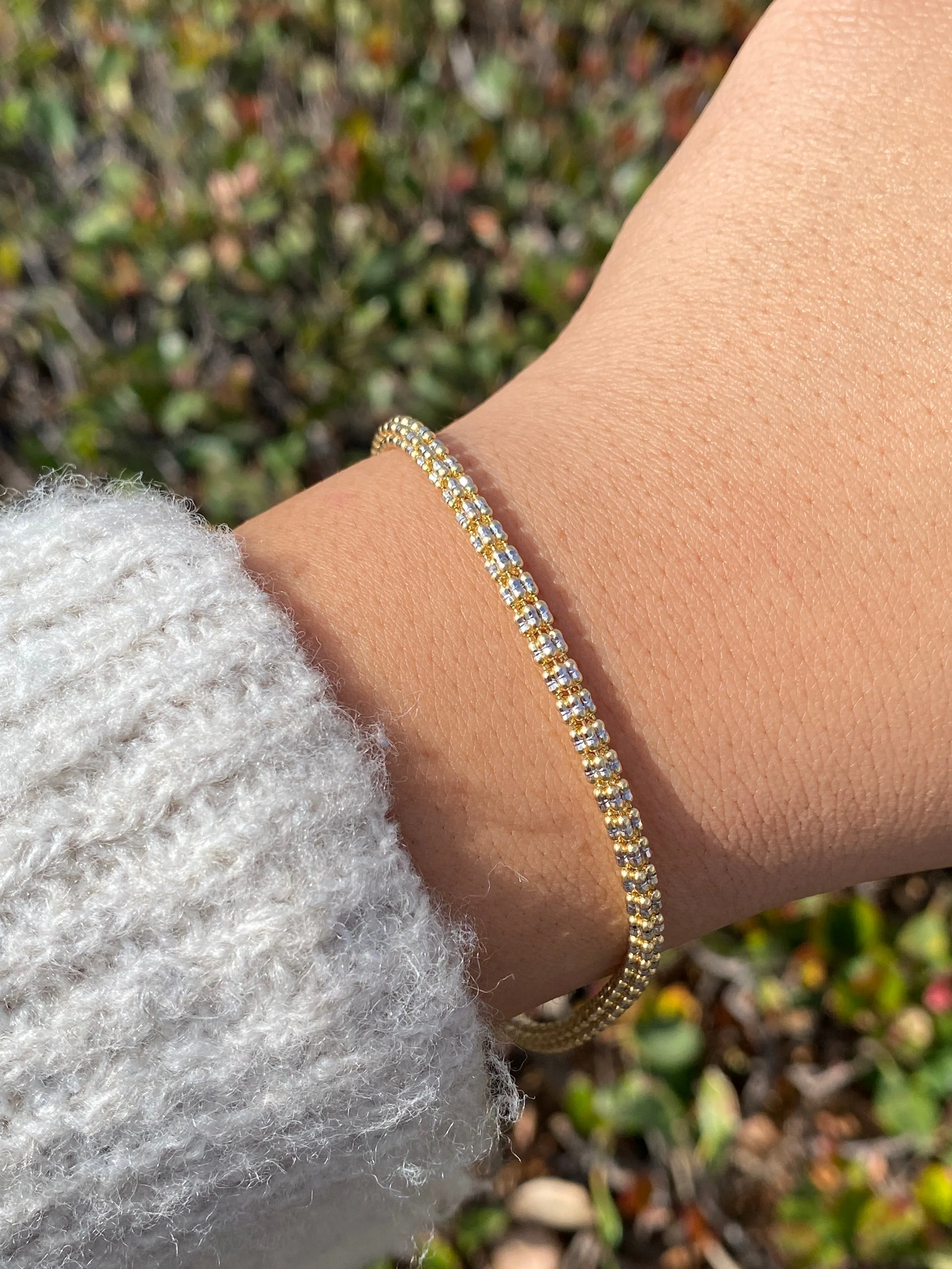 14K Gold 3.3MM Diamond Cut Bracelet