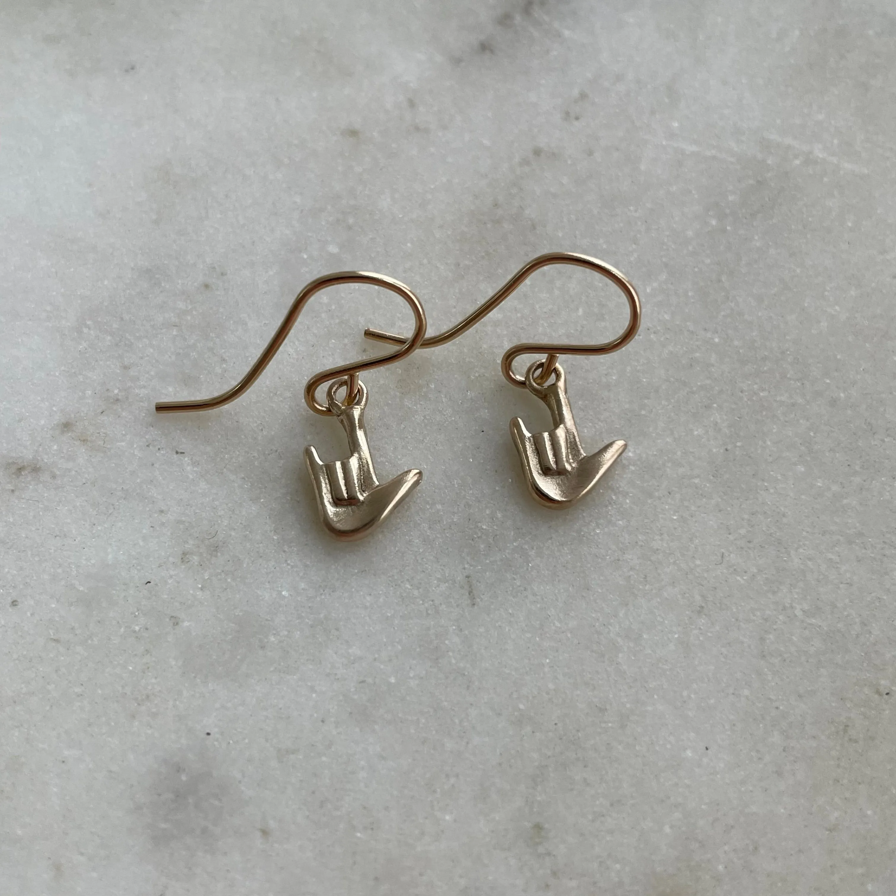 14K GOLD ASL I LOVE YOU EARRINGS