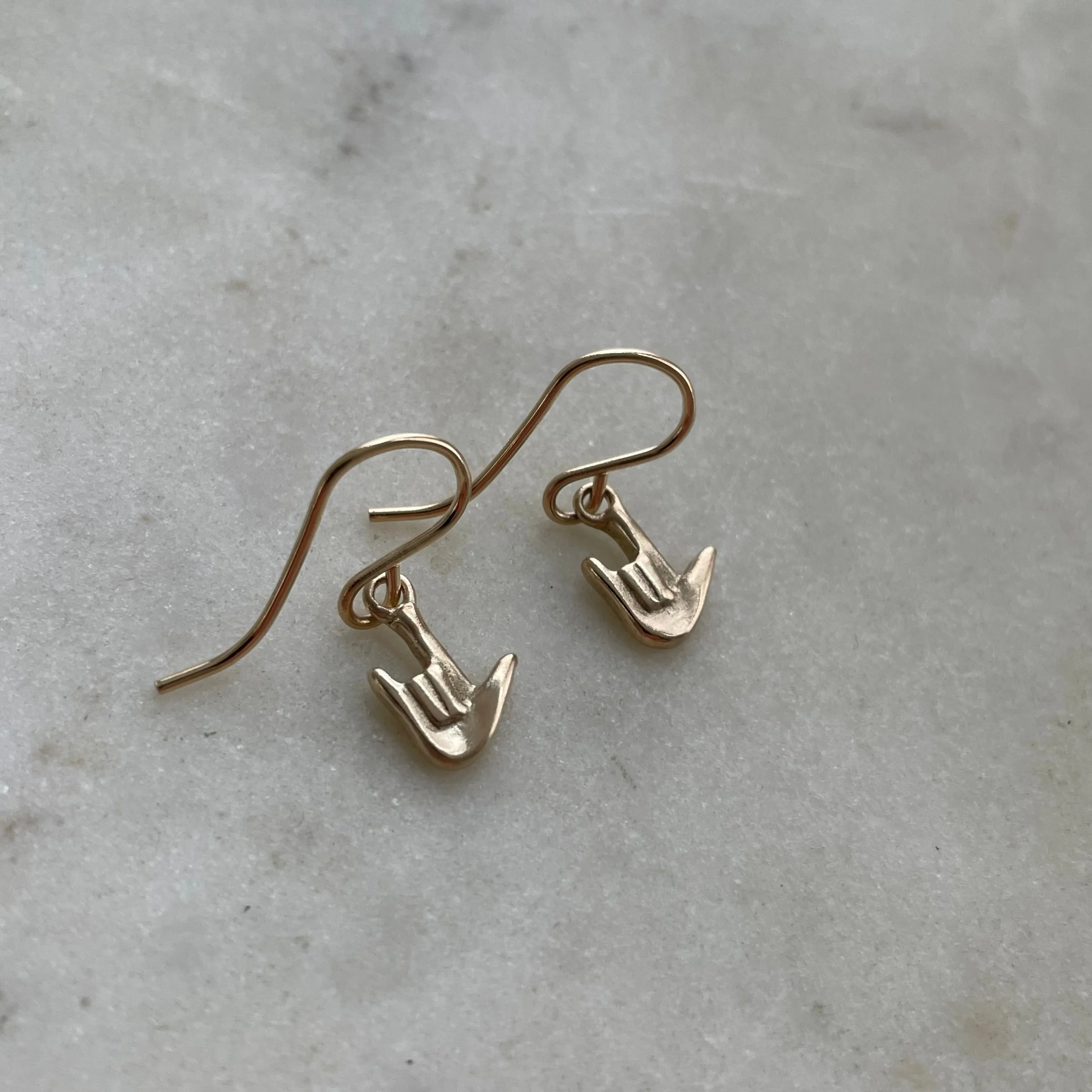 14K GOLD ASL I LOVE YOU EARRINGS