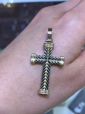 14K Gold Braided Cross Pendant