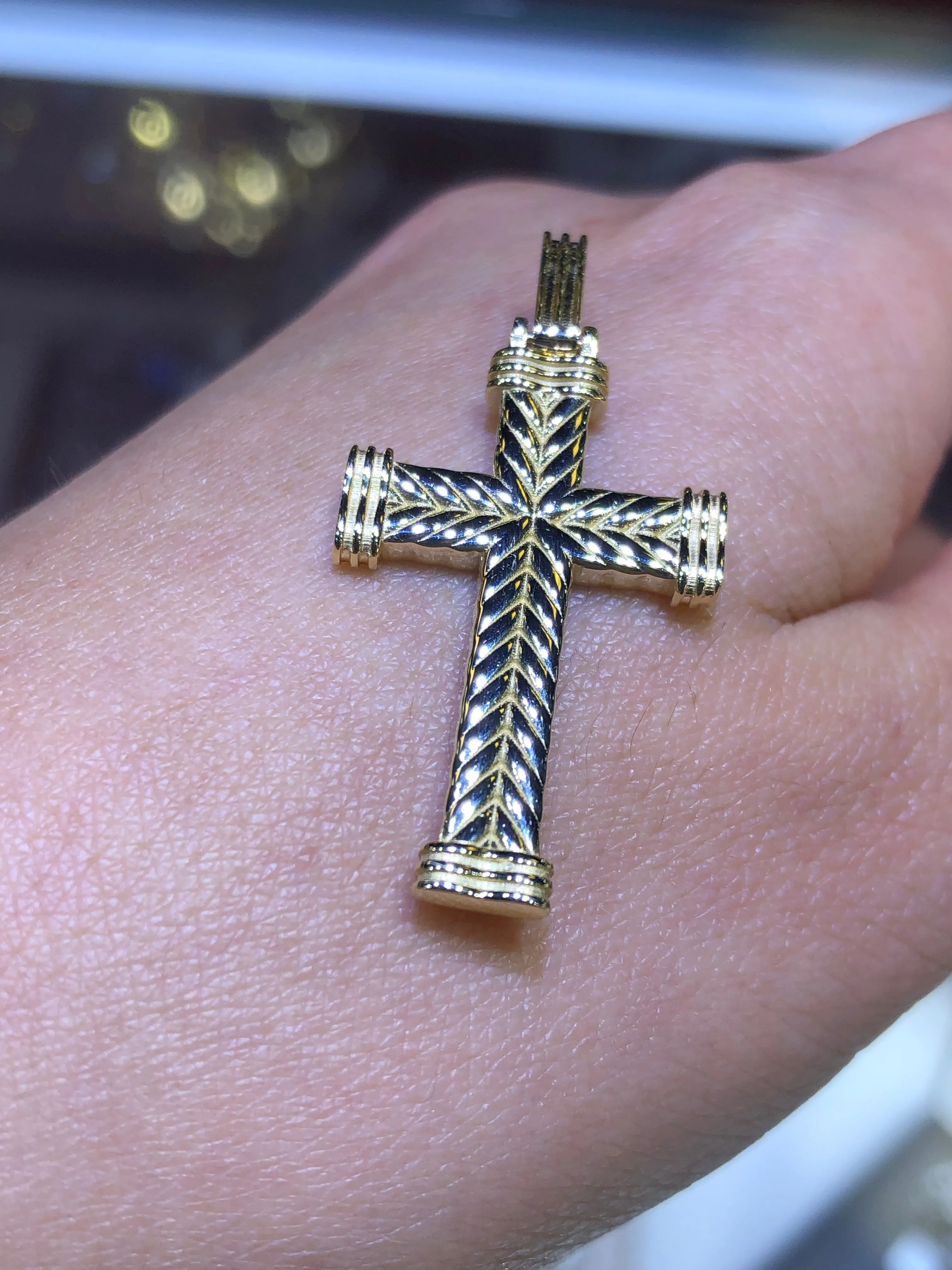 14K Gold Braided Cross Pendant