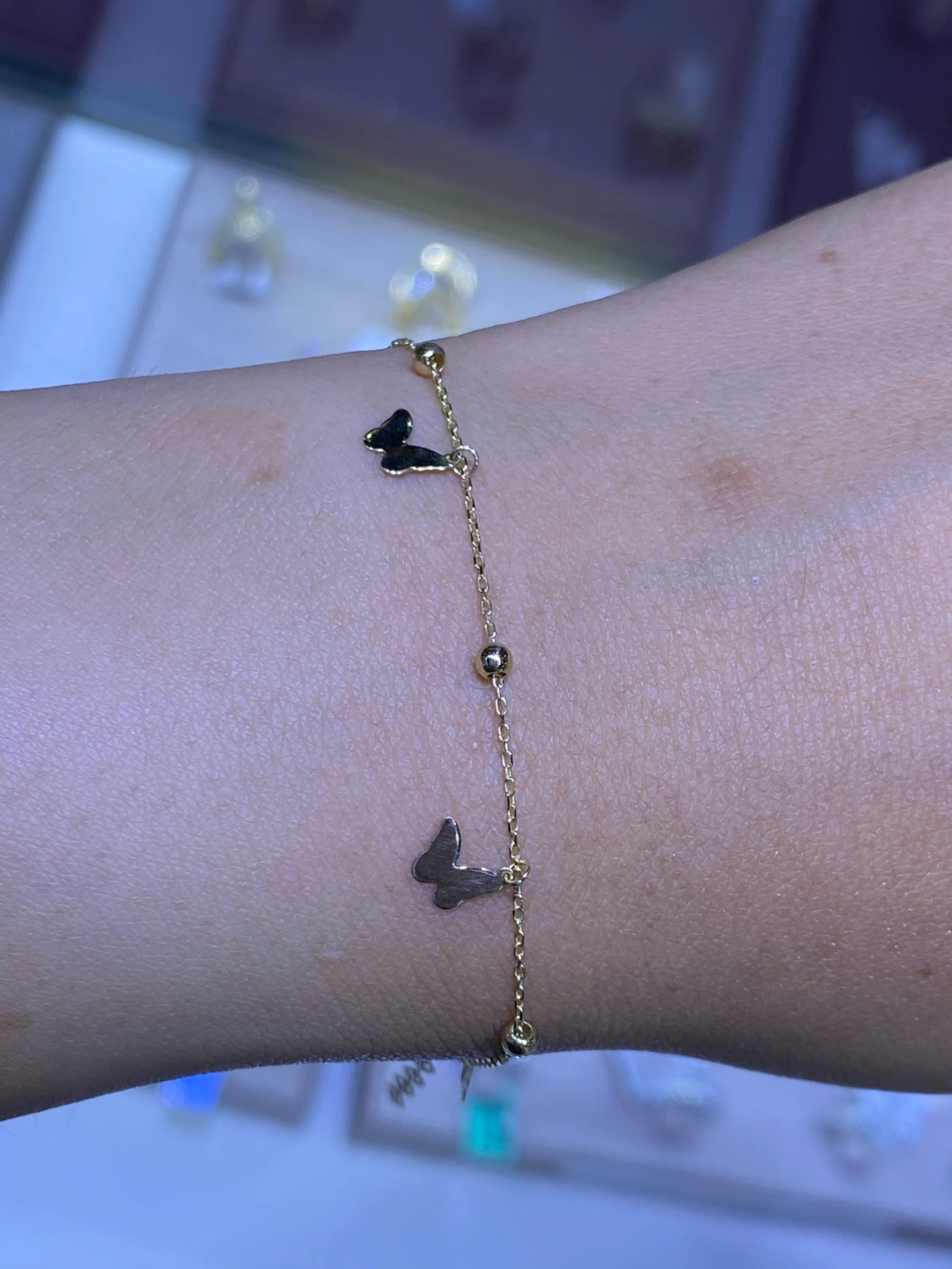 14K Gold Butterfly Bead Bracelet