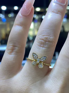 14k Gold Butterfly Bubble Diamond Band