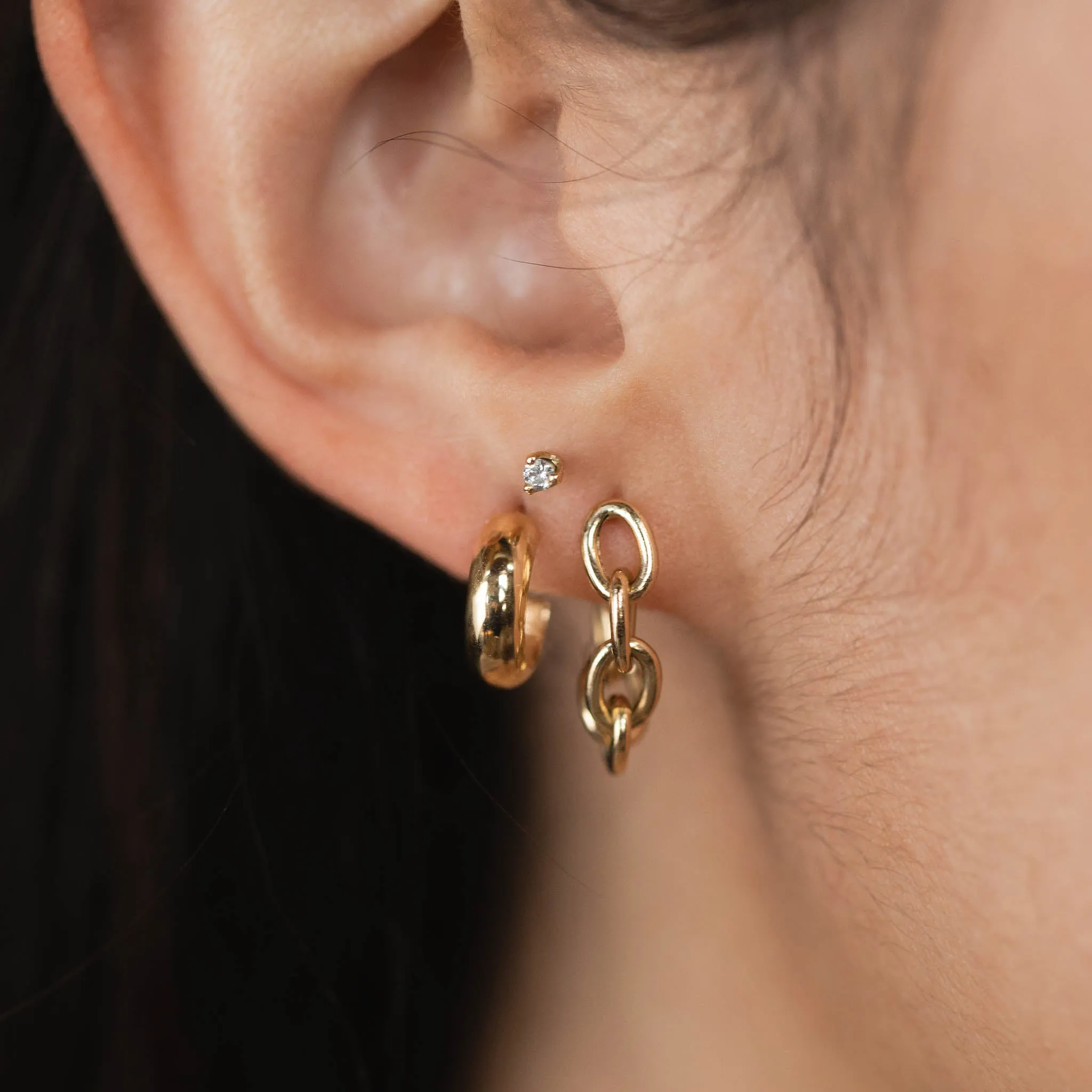 14k Gold Chubby Huggie Hoops