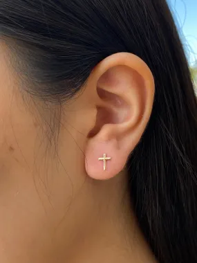 14K Gold Cross Earrings