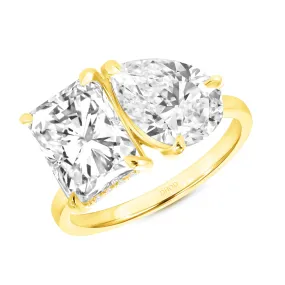 14K Gold Deux Moissanite Engagement Ring