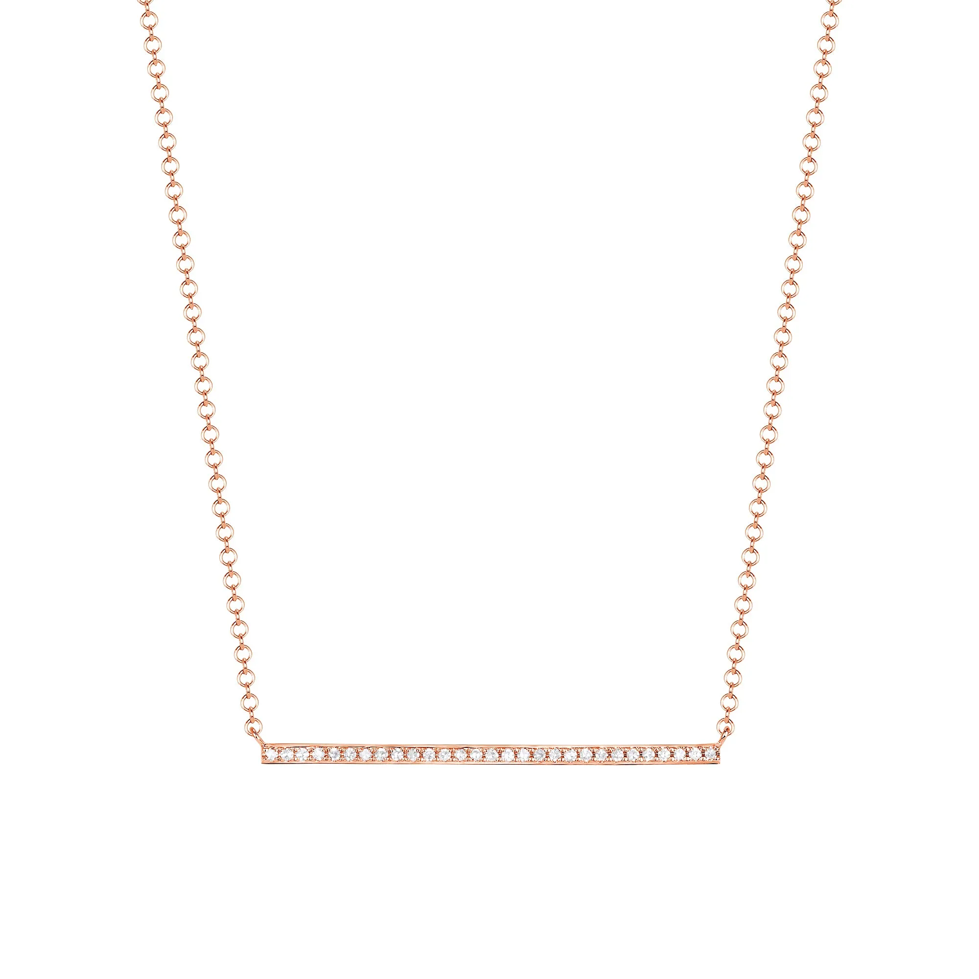 14k Gold Diamond Pavé Bar Necklace