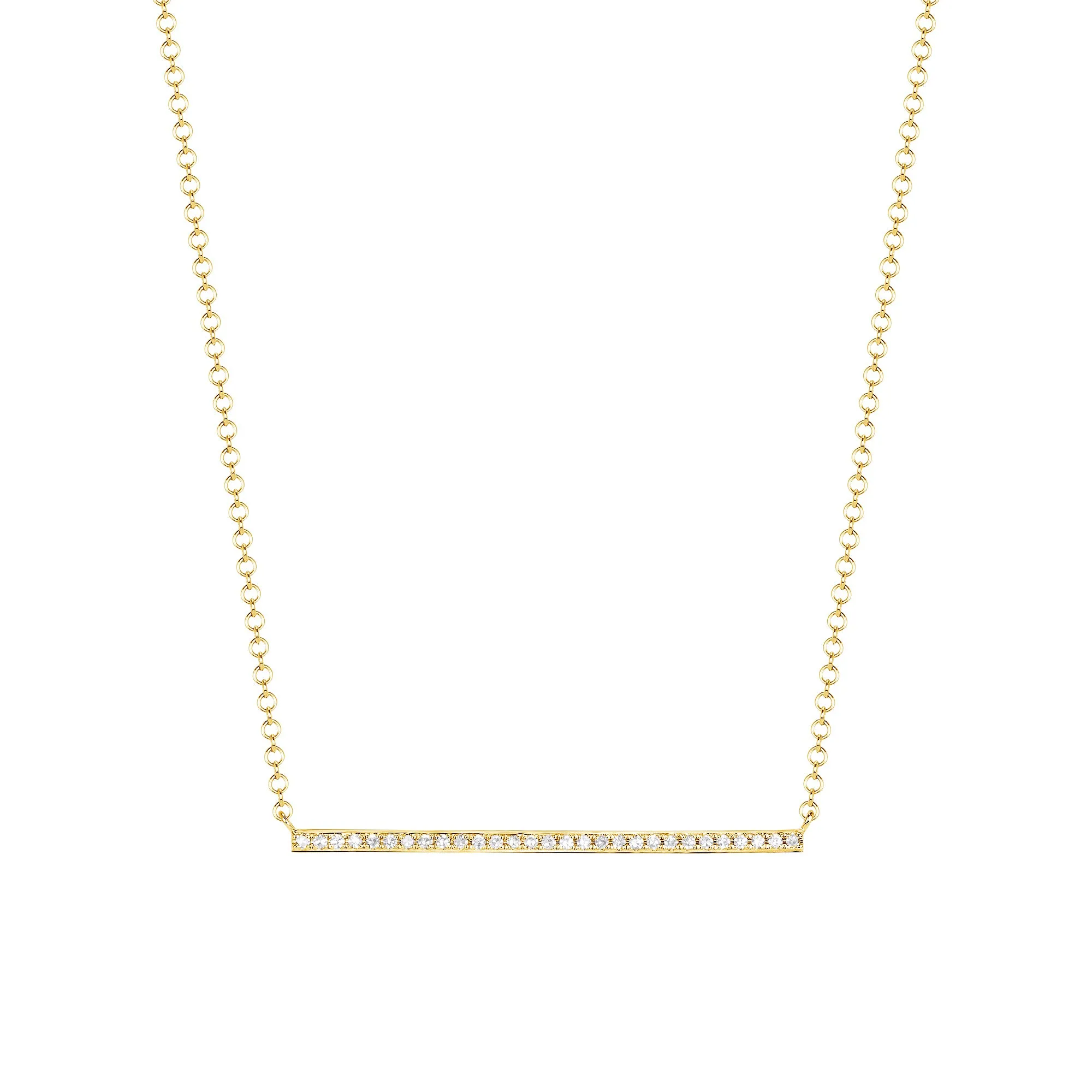 14k Gold Diamond Pavé Bar Necklace