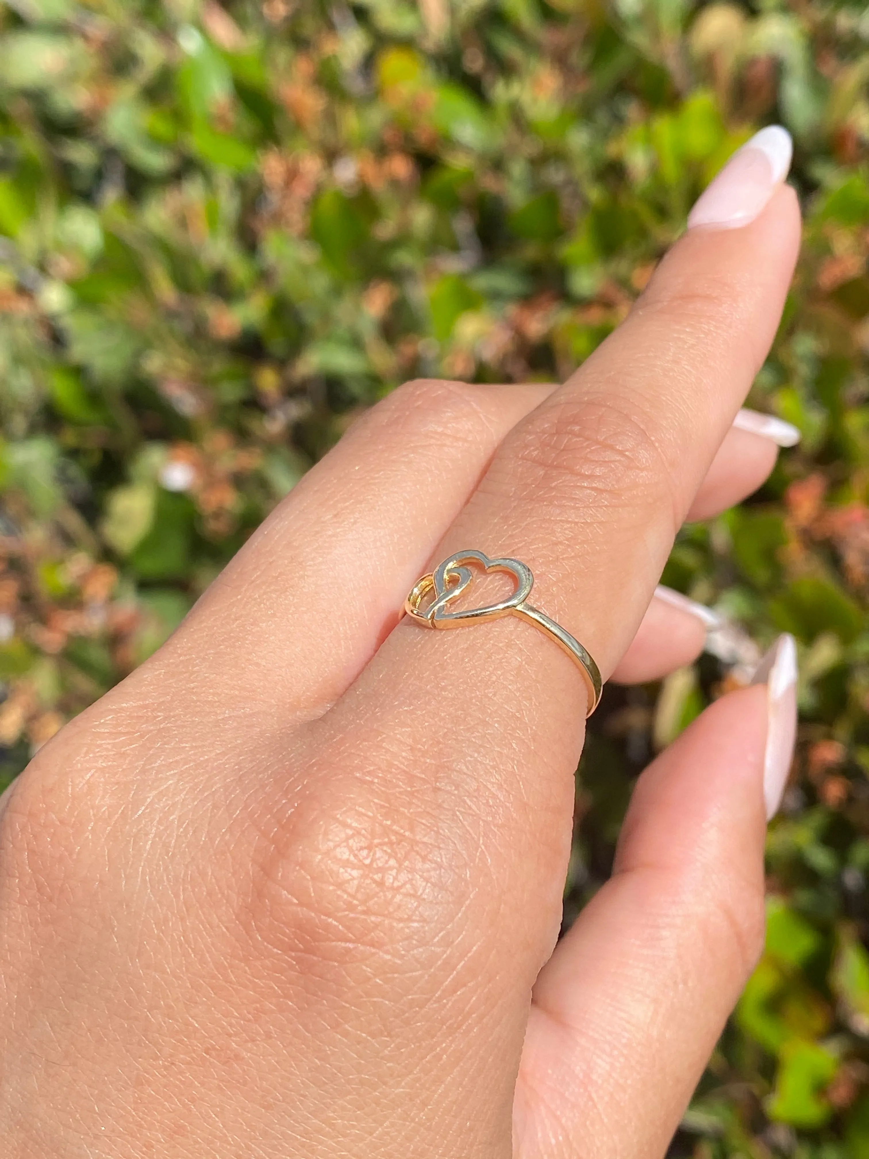 14K Gold Double Heart Band