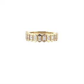 14K Gold Fluted Baguette Bezel Diamond Fashion Band