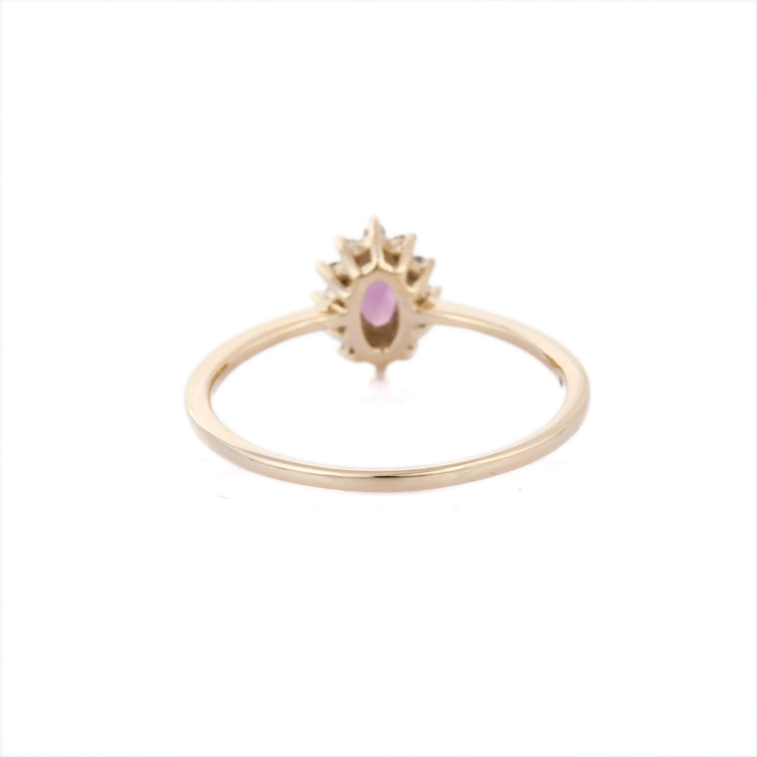 14K Gold Rhodolite Halo Diamond Ring