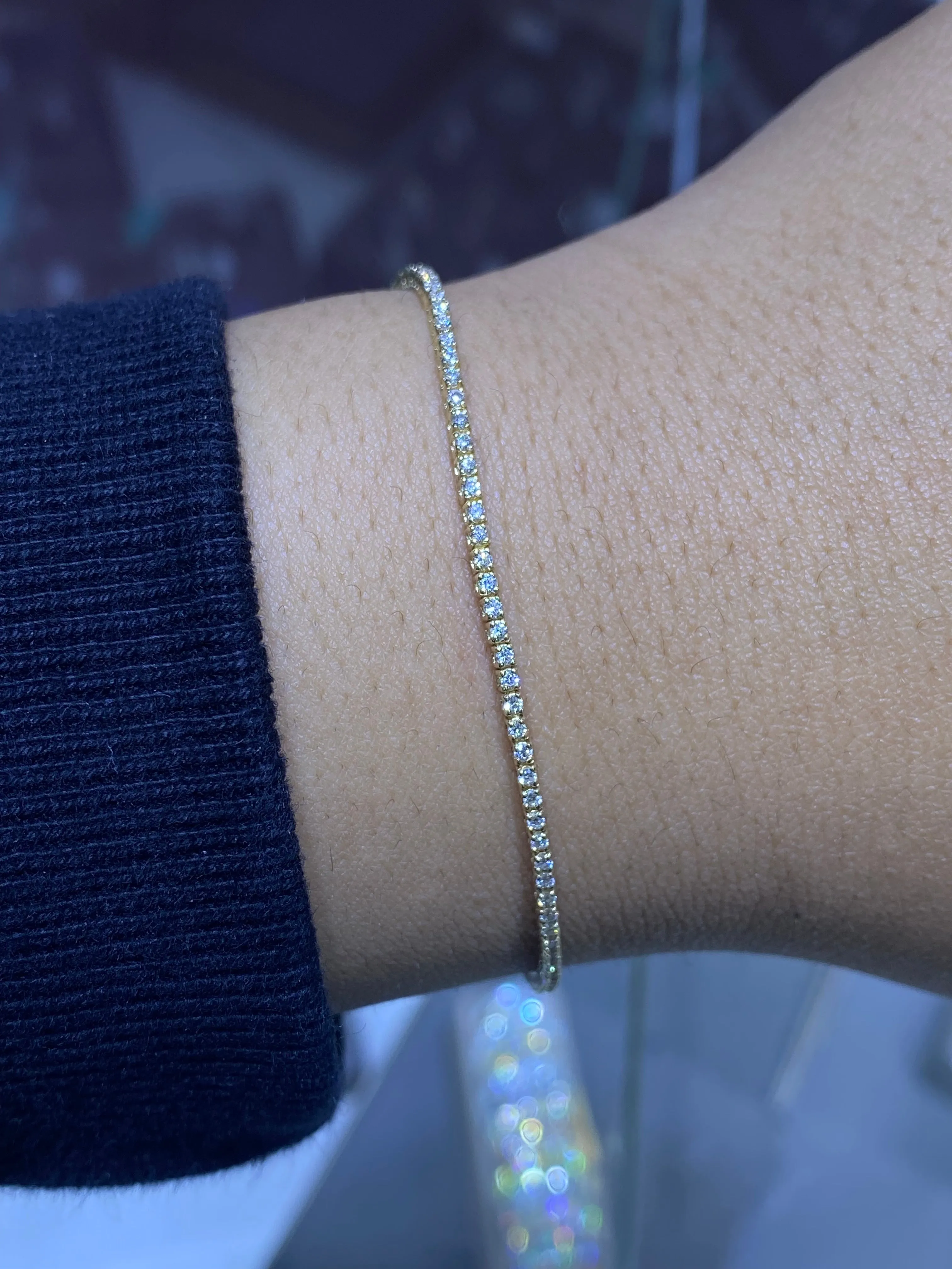 14K Gold Thin 1MM Tennis Bracelet