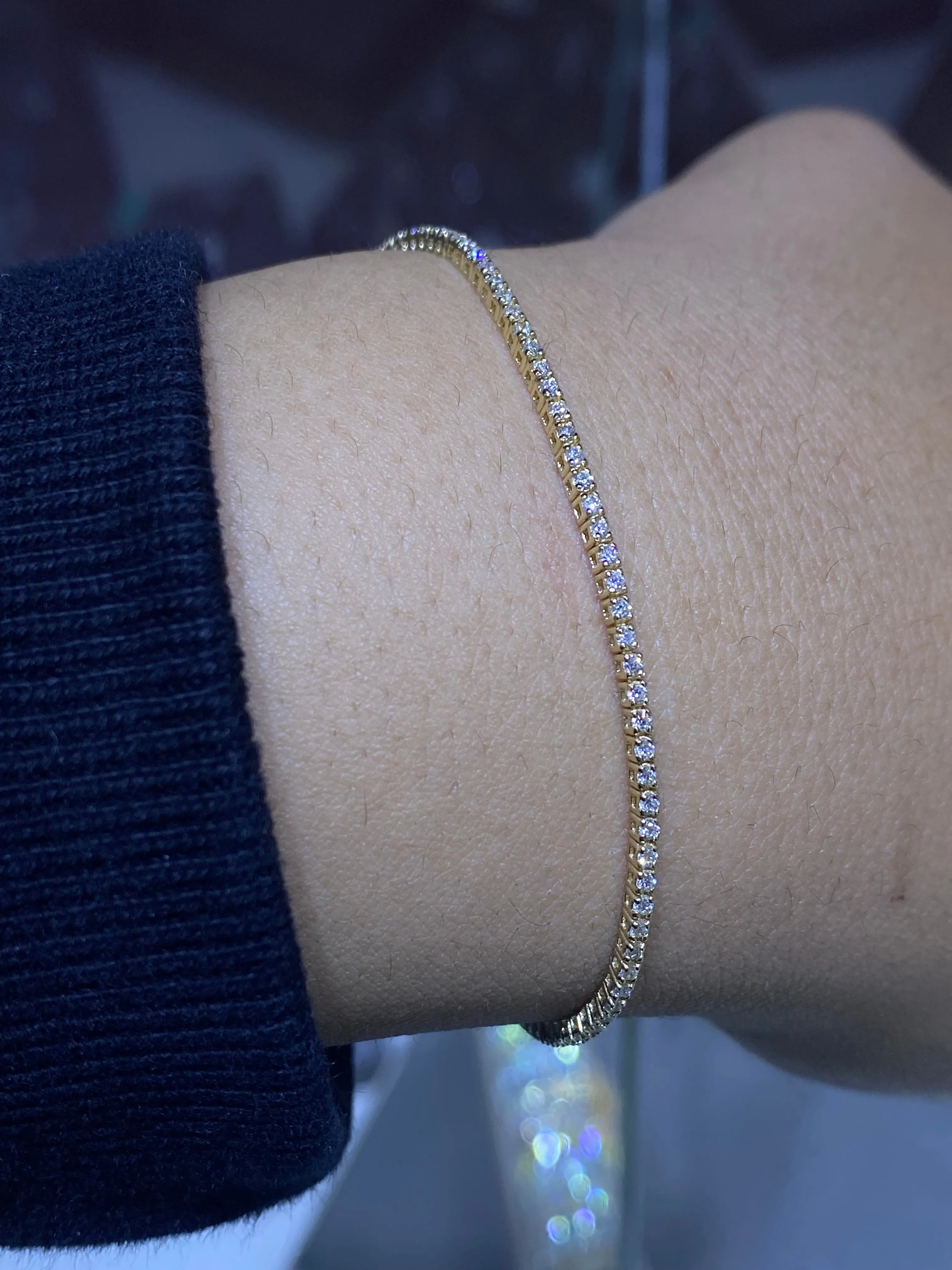 14K Gold Thin 1MM Tennis Bracelet