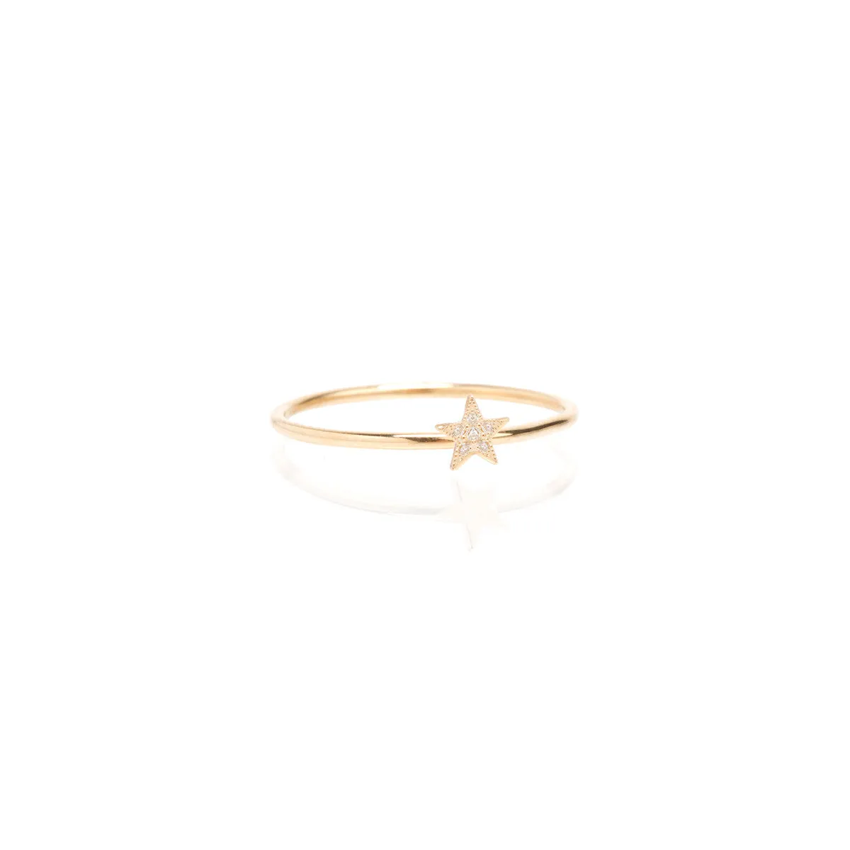 14k Itty Bitty Pavé Diamond Star Ring