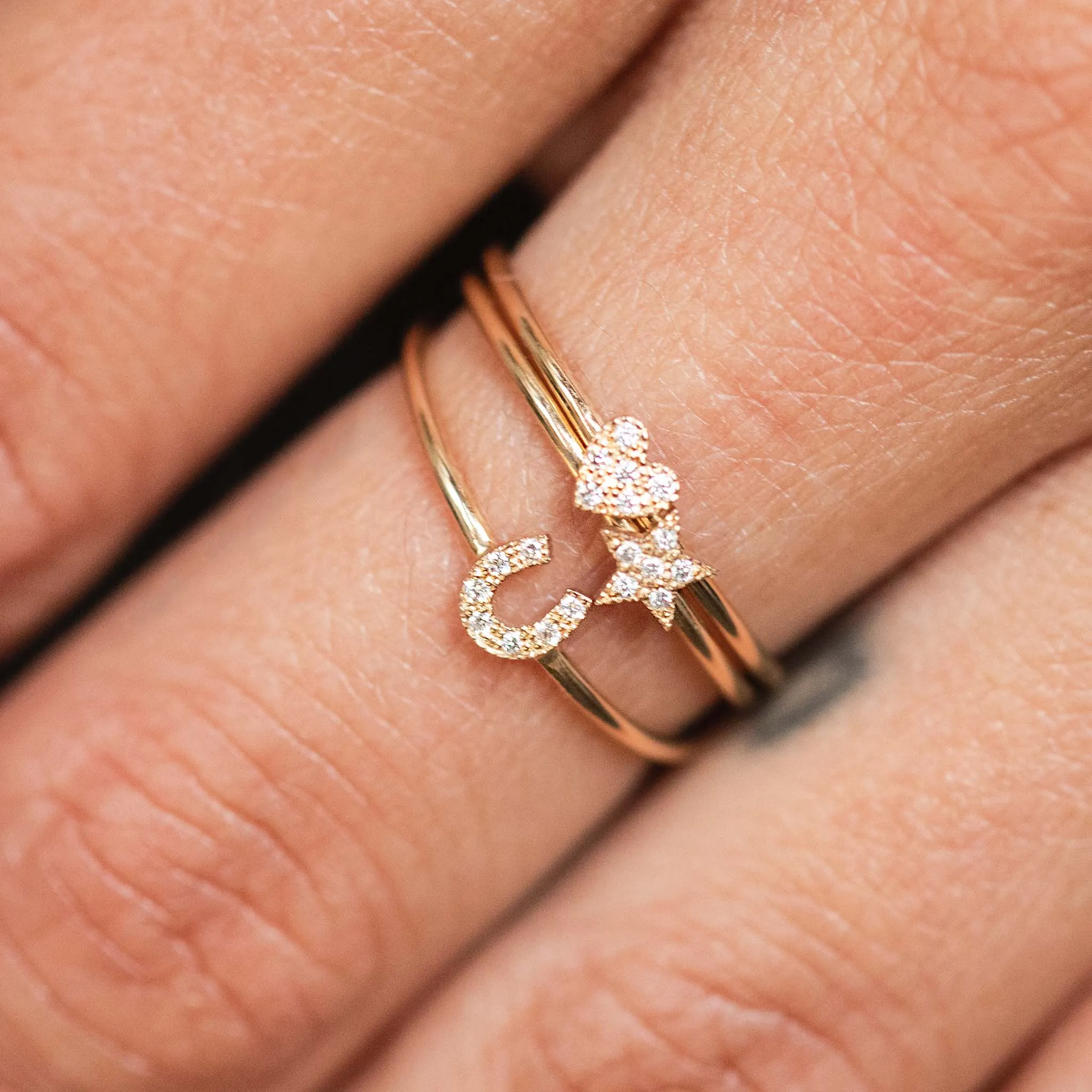 14k Itty Bitty Pavé Diamond Star Ring