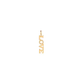 14k Single Pavé Diamond LOVE Charm Pendant