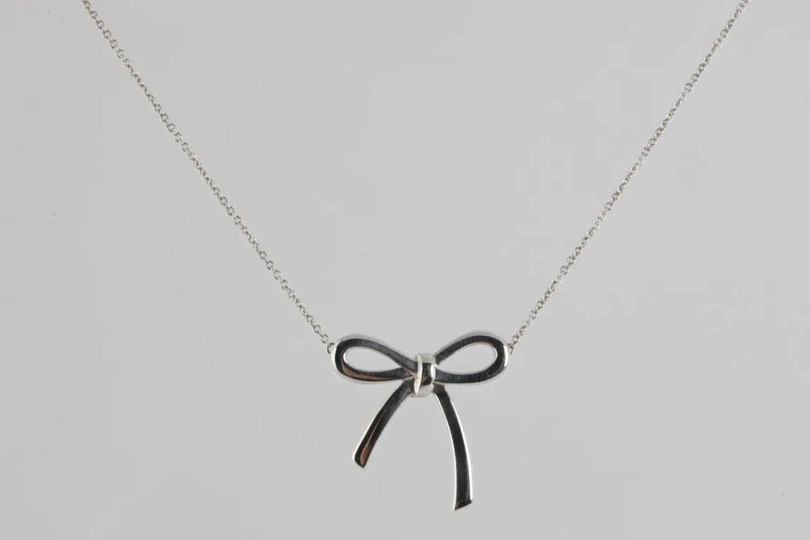 16” Tiffany & Co. Vintage 925 Silver Bow Necklace (2.70g.)