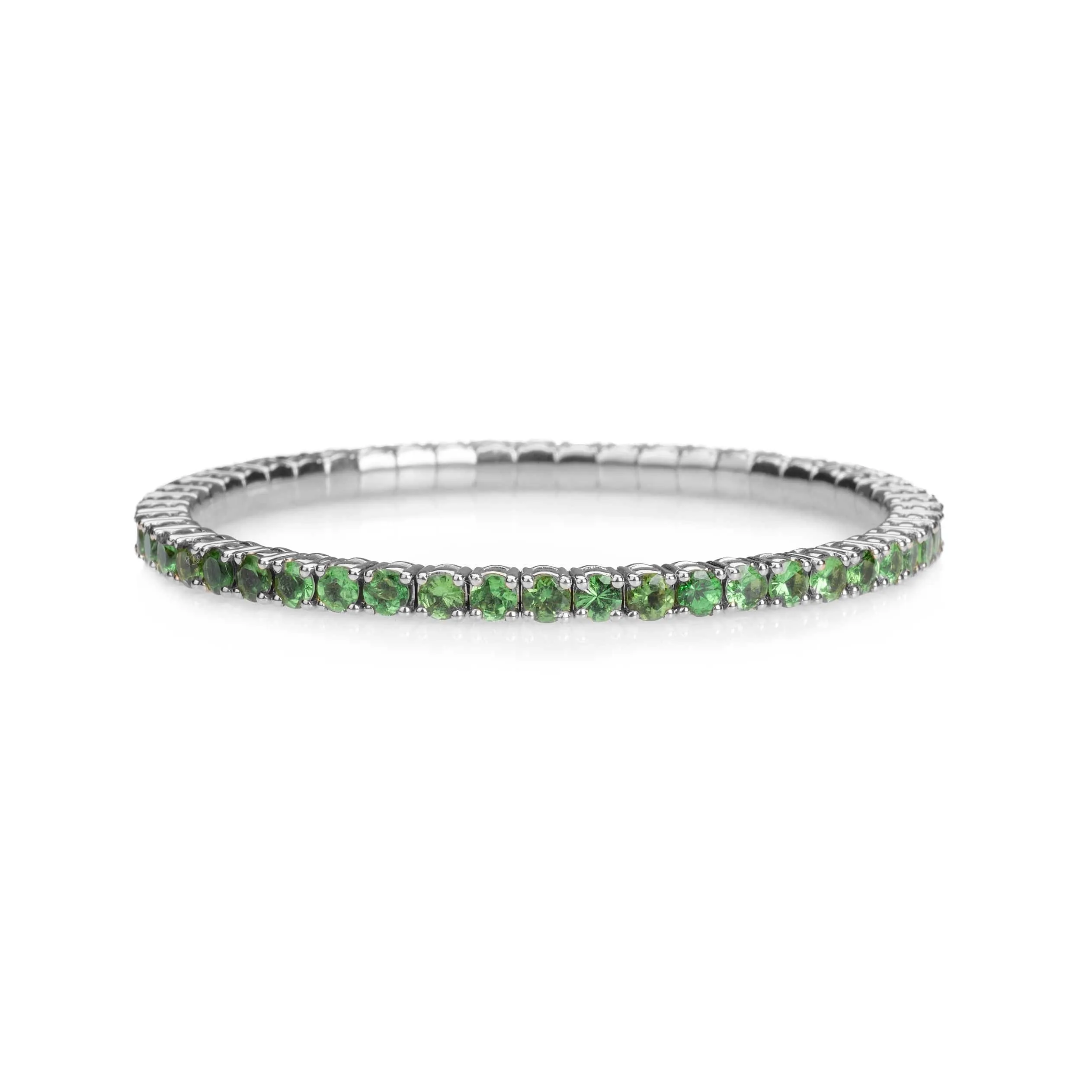 18K Gold Stretch & Stack Green Tsavorite Tennis Bracelet, 2.25-8.58 Carats