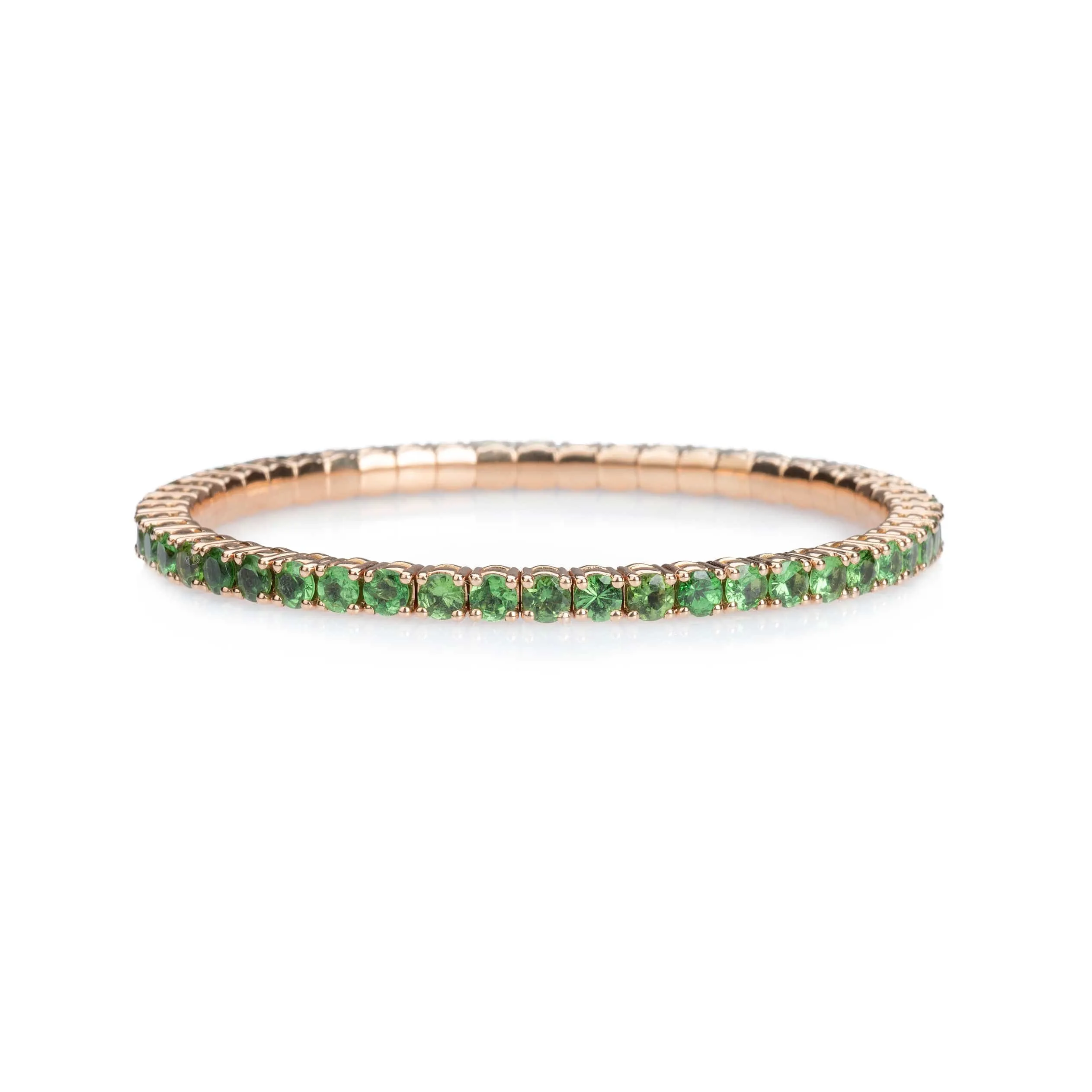 18K Gold Stretch & Stack Green Tsavorite Tennis Bracelet, 2.25-8.58 Carats