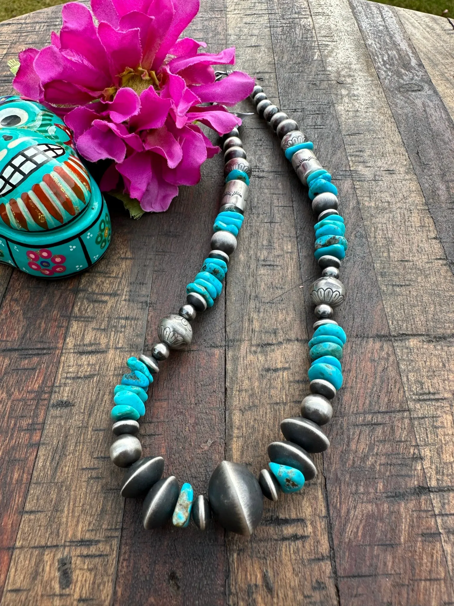 20" Kingman and Navajo Pearl Necklace