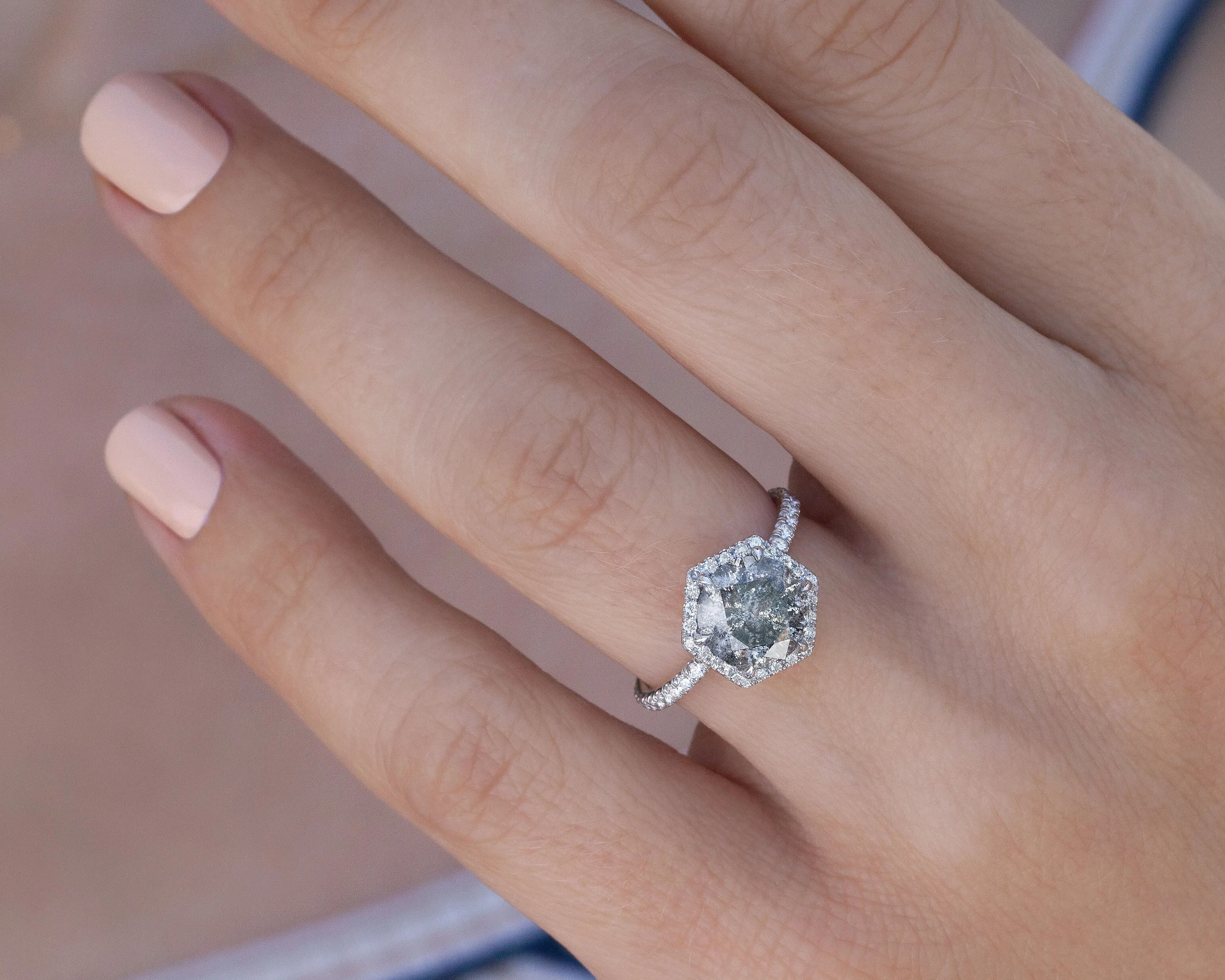 2.18-Carat Salt and Pepper Diamond Ring