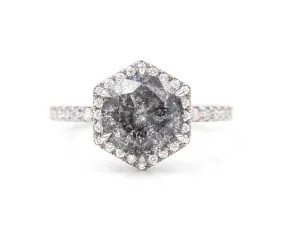 2.18-Carat Salt and Pepper Diamond Ring