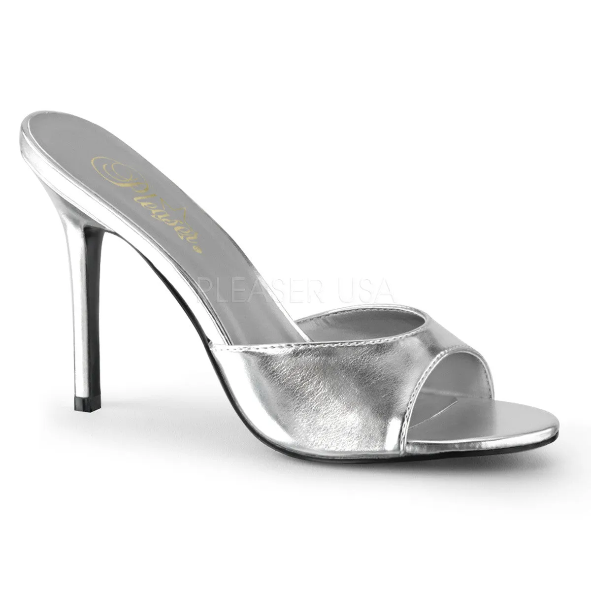 4 Inch Heel CLASSIQUE-01 Silver Metallic Pu