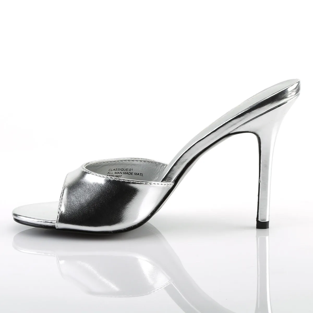 4 Inch Heel CLASSIQUE-01 Silver Metallic Pu