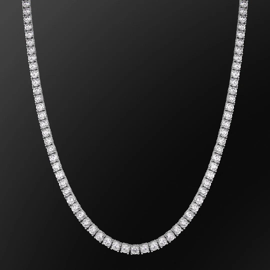 5mm White Gold CZ Diamond Mens Tennis Chain Necklace KRKC