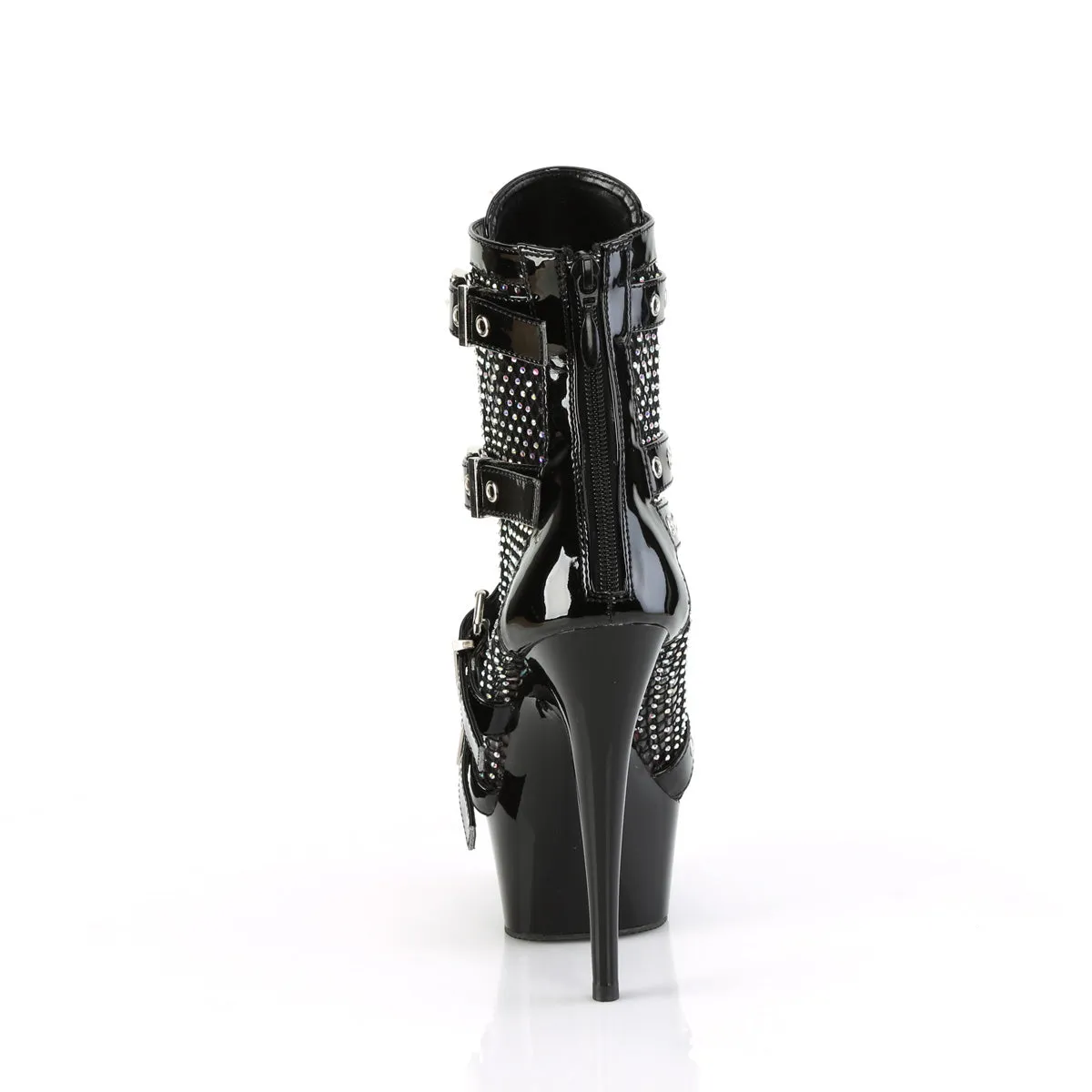 6 Inch Heel DELIGHT-1013RM Black Patent Rhinestone