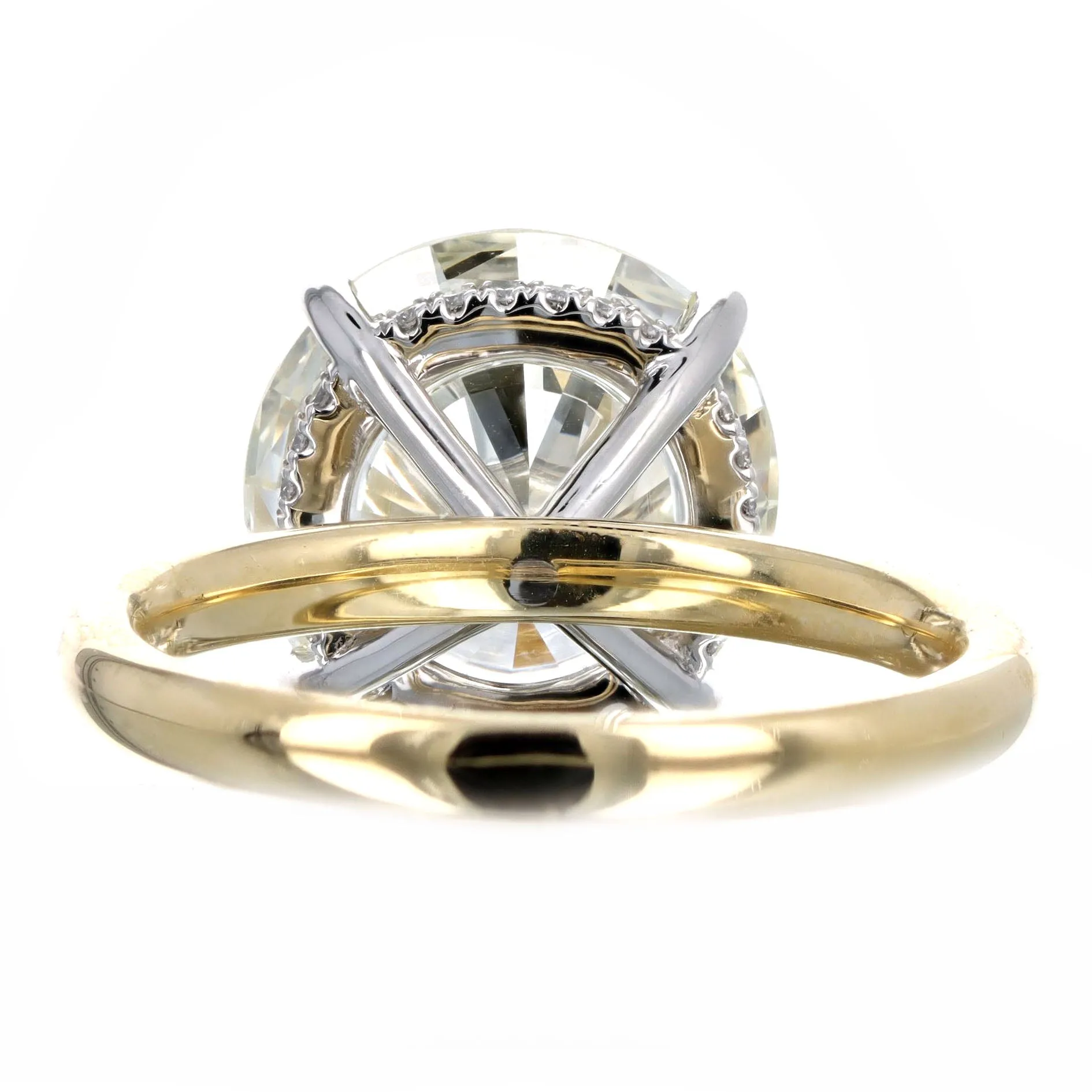 6.13 Carat Round Brilliant Diamond Hidden Halo Engagement in 18K Yellow Gold Platinum GIA Certified