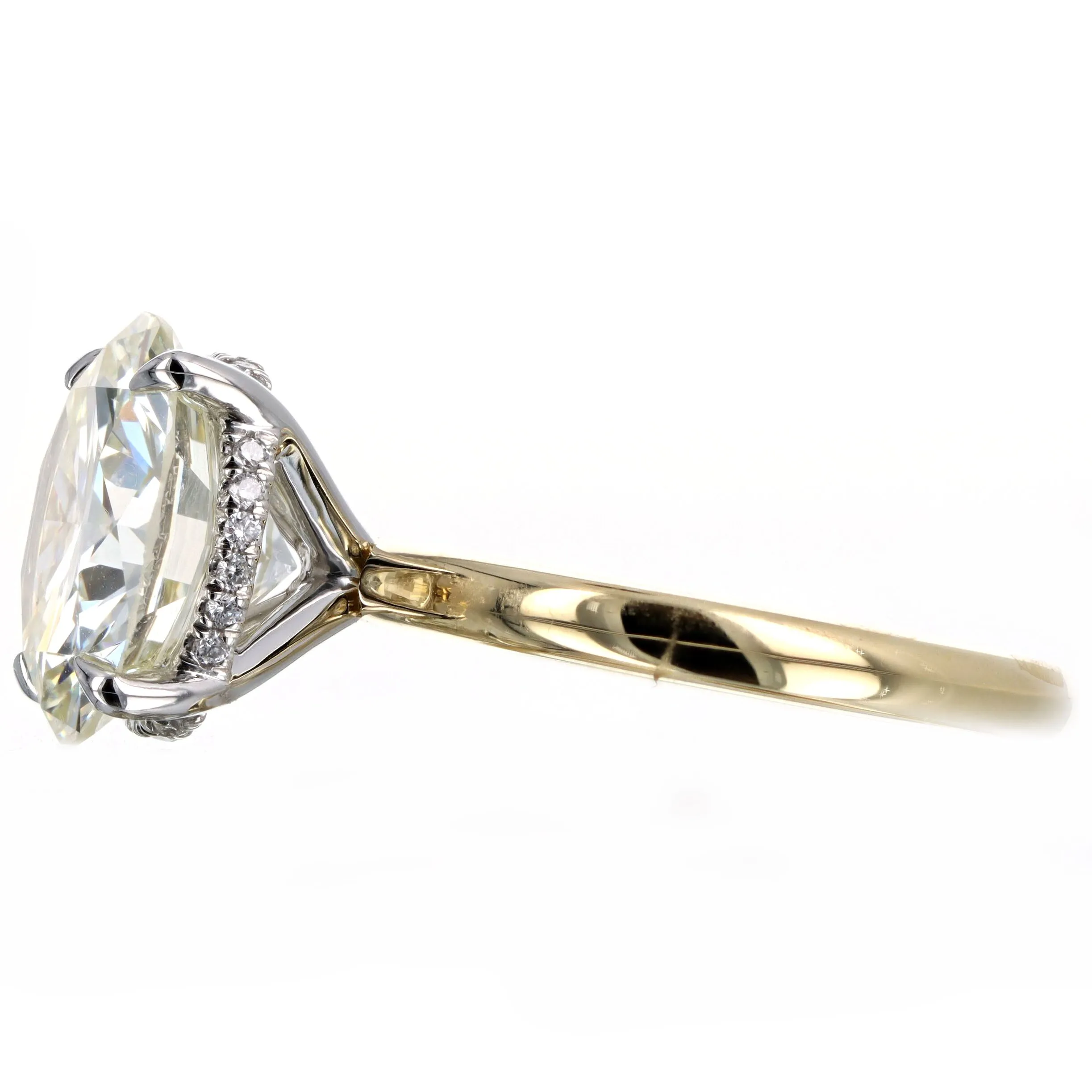 6.13 Carat Round Brilliant Diamond Hidden Halo Engagement in 18K Yellow Gold Platinum GIA Certified