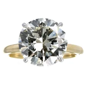 6.13 Carat Round Brilliant Diamond Hidden Halo Engagement in 18K Yellow Gold Platinum GIA Certified