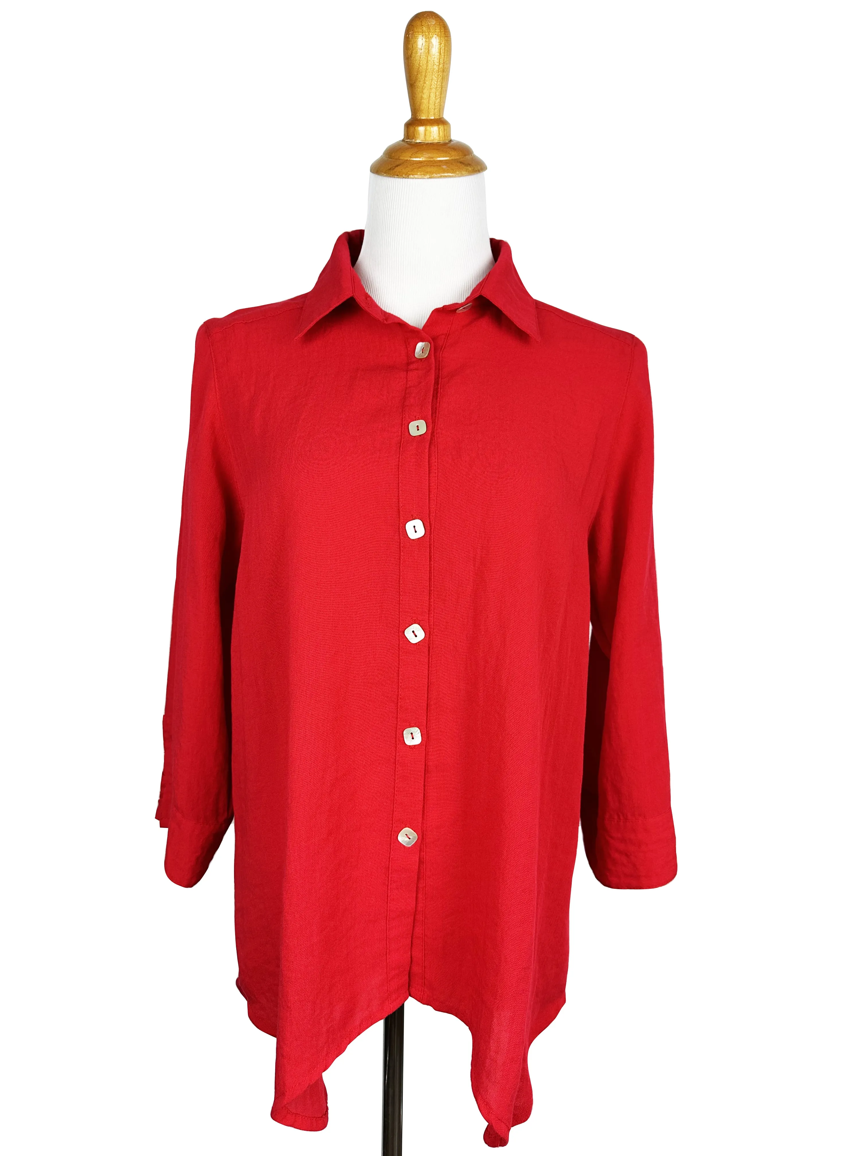 AA261 - Diamond Button-Up Linen Shirt