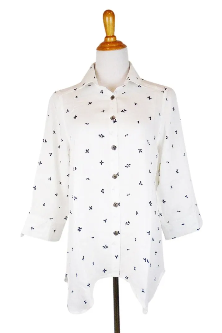 AA261 - Diamond Button-Up Linen Shirt