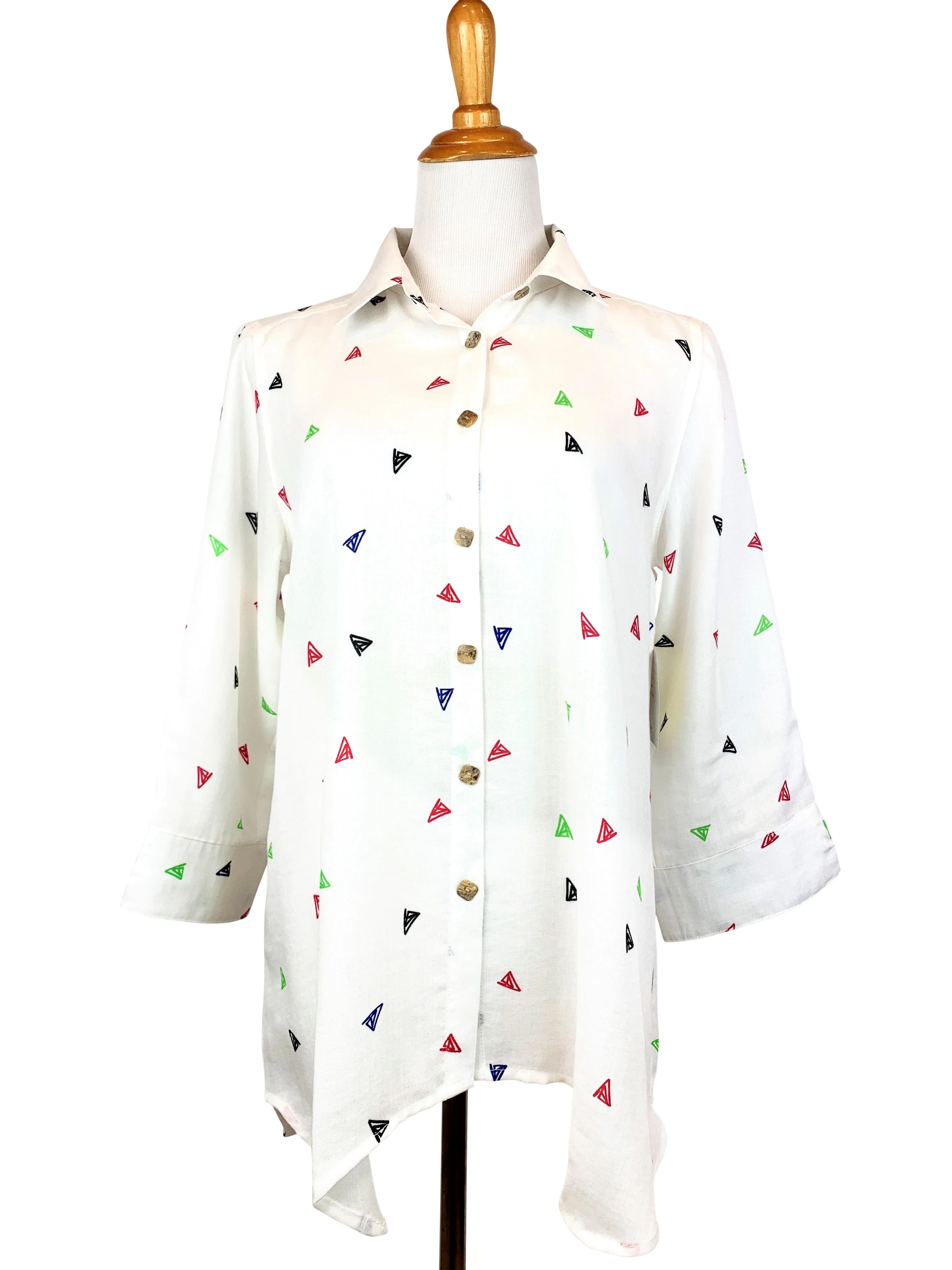 AA261 - Diamond Button-Up Linen Shirt