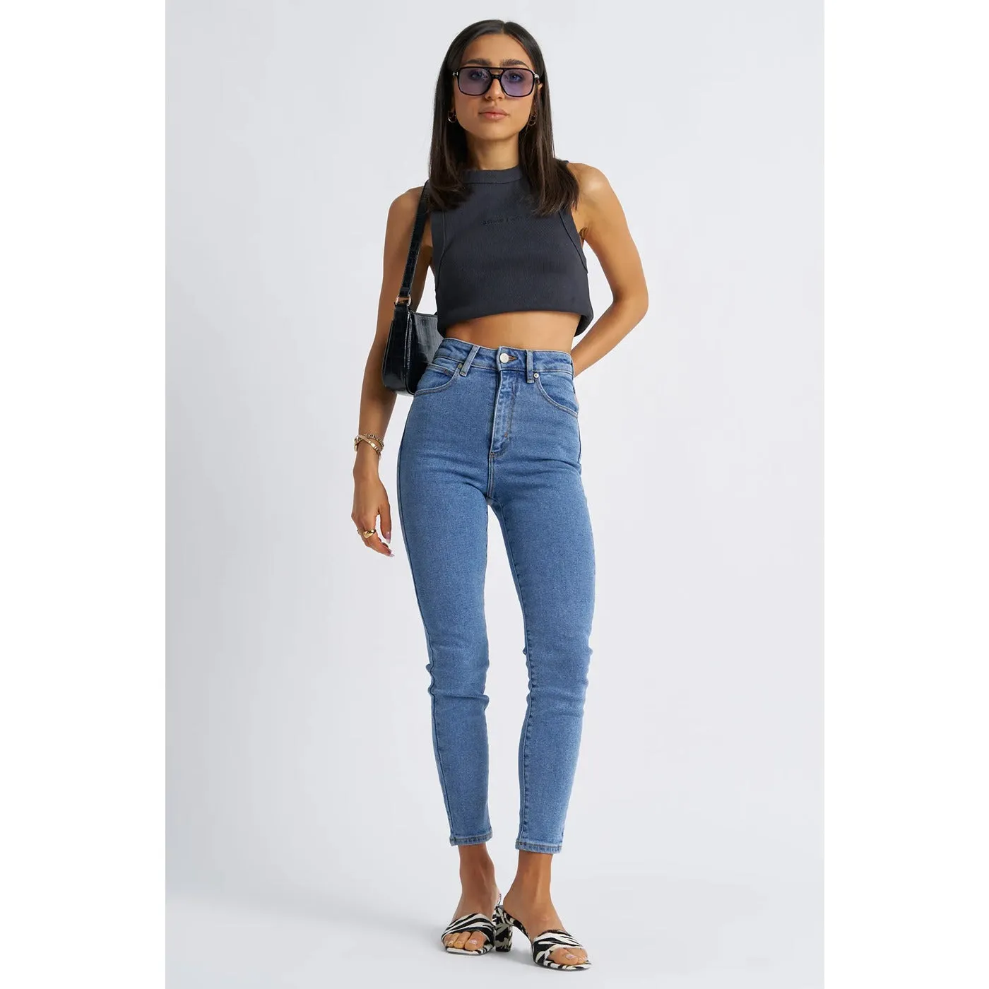 & High Rise Ankle Skinny Jeans