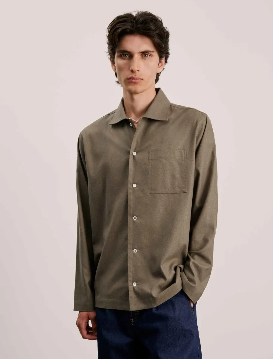 ANOTHER ASPECT Raw Silk L/S Shirt Village Green