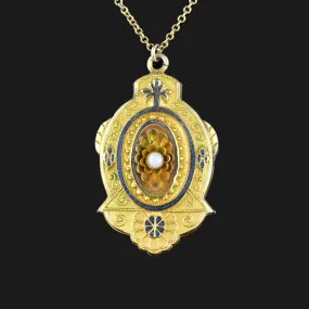 Antique Victorian Gold Filled Photo Locket Necklace