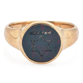 Antique Yellow Gold Bloodstone Royal Arch Masonic Men's Band Ring Size 8