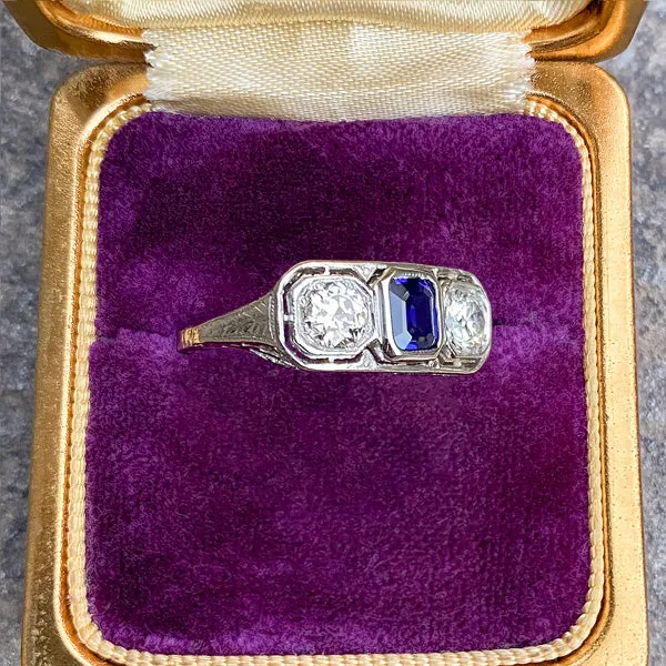 Art Deco Sapphire & Diamond Ring