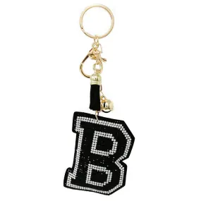 B Initial Rhinestone Tape Keychain