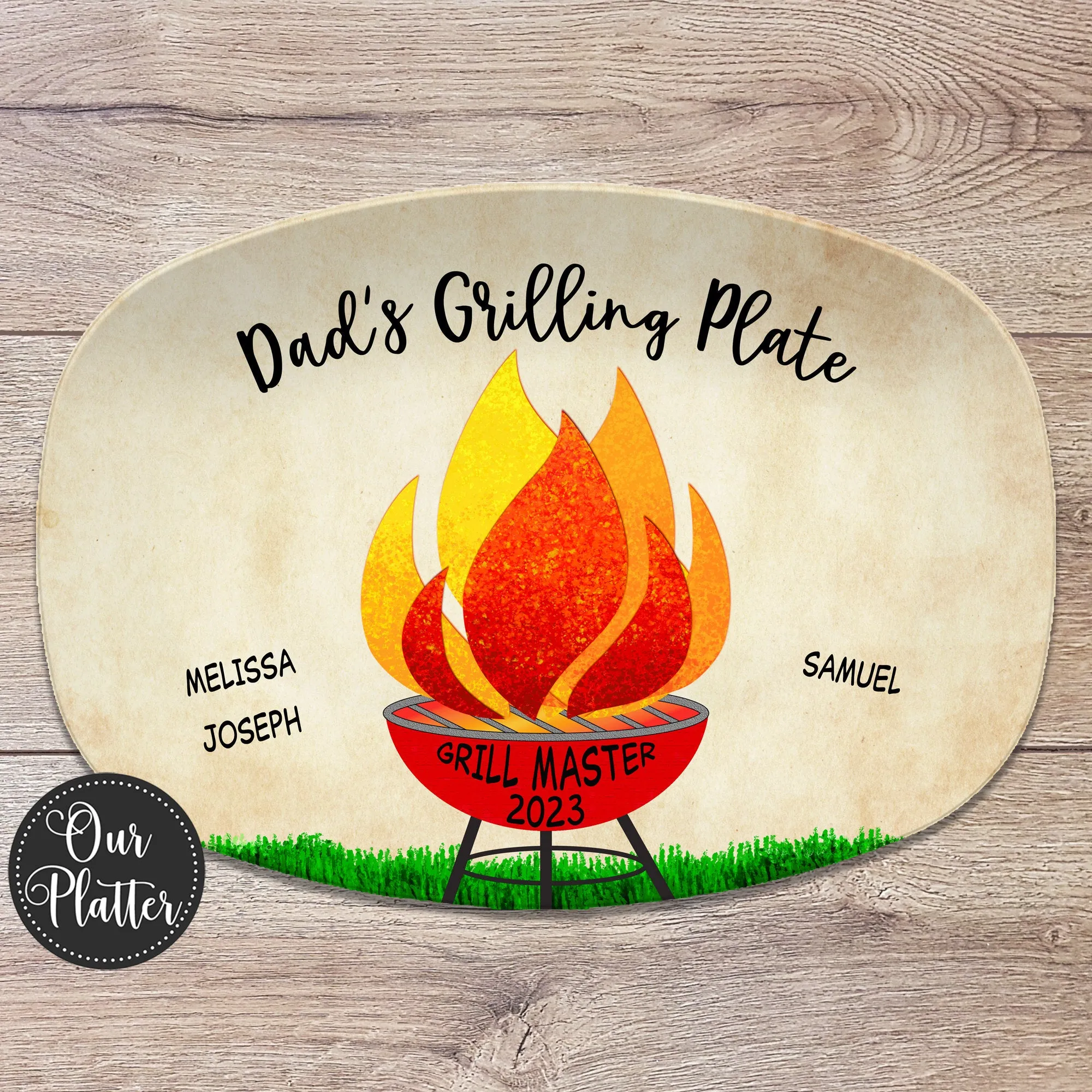 BBQ Grilling Plate - Flames Design